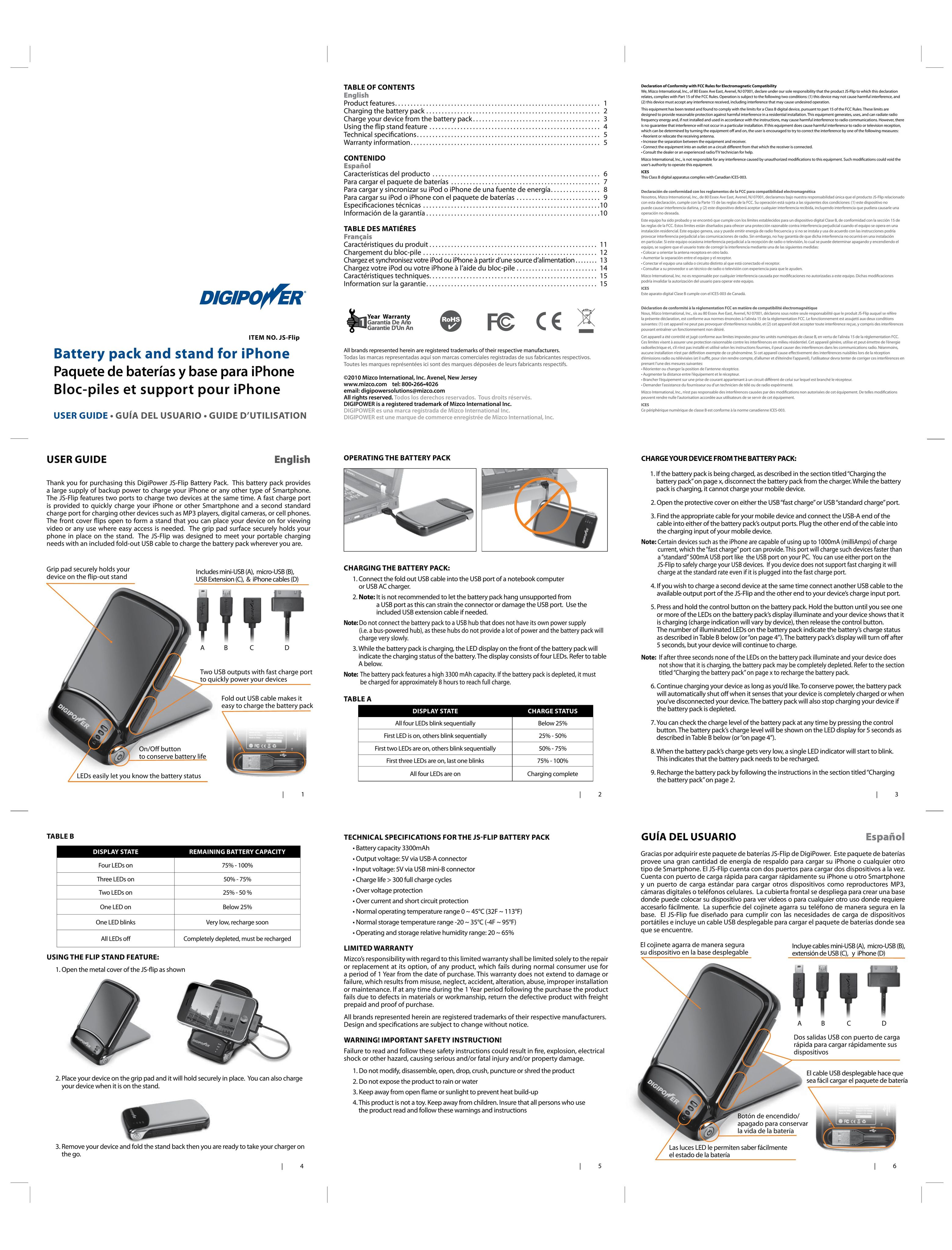 DigiPower JS-Flip Cell Phone Accessories User Manual