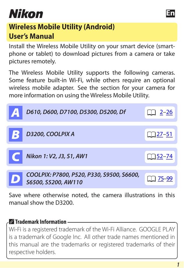 Nikon AW1 05274 Cell Phone Accessories User Manual