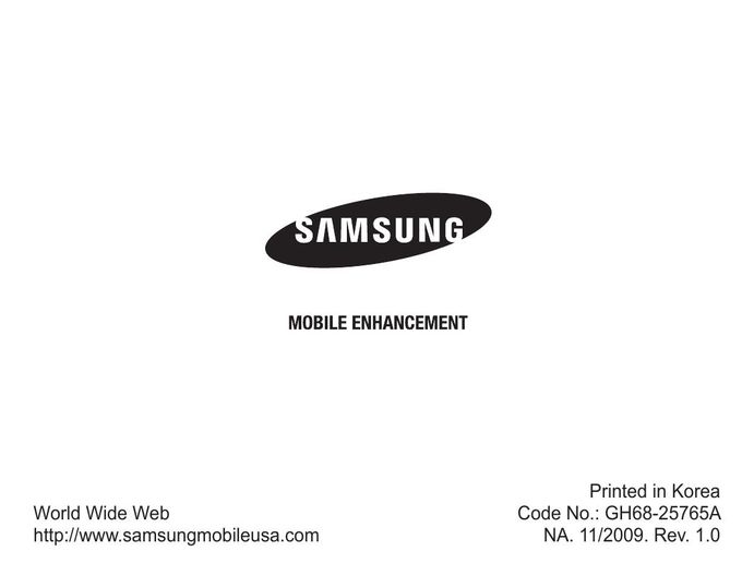 Samsung GH68-25765A Cell Phone Accessories User Manual