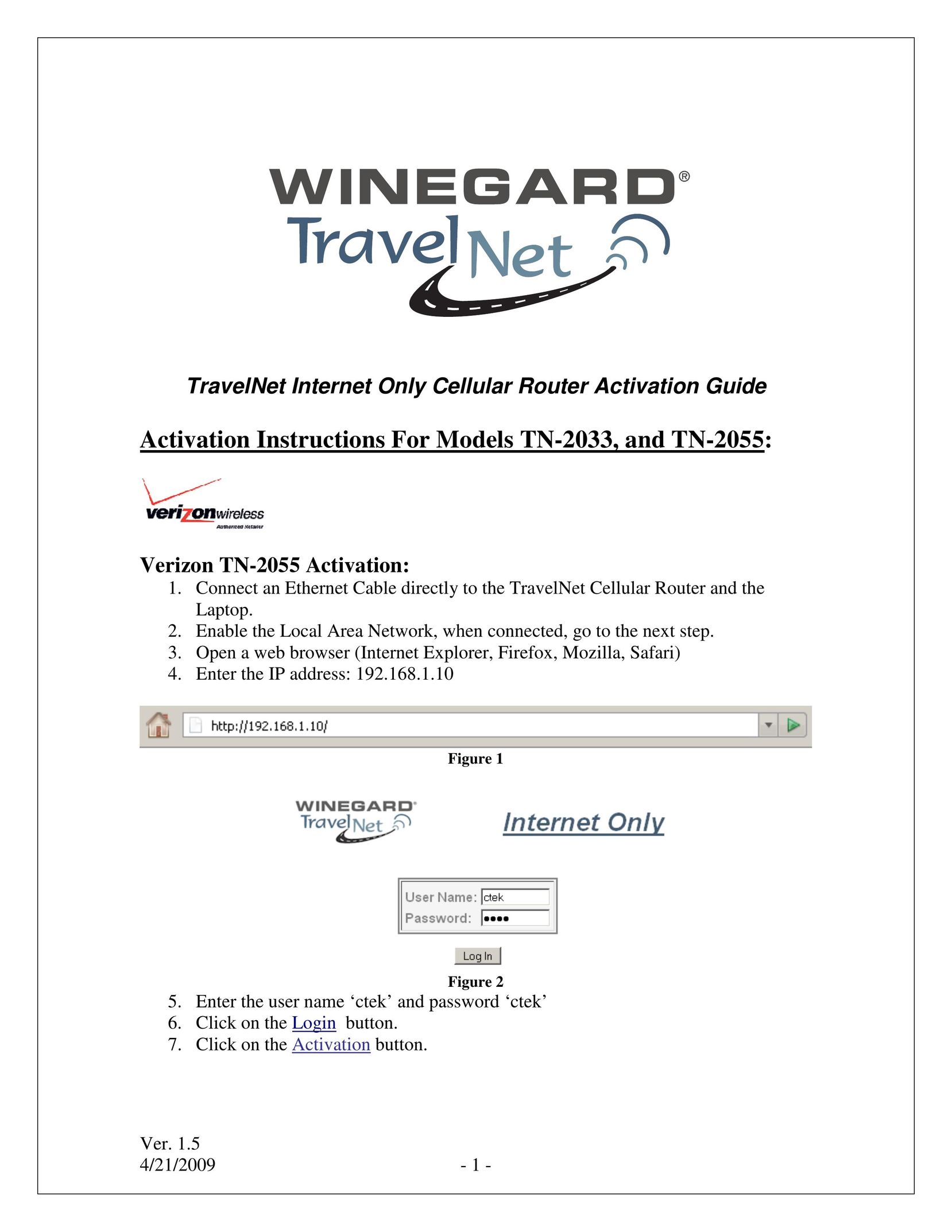 Winegard TN-2033 Cell Phone Accessories User Manual