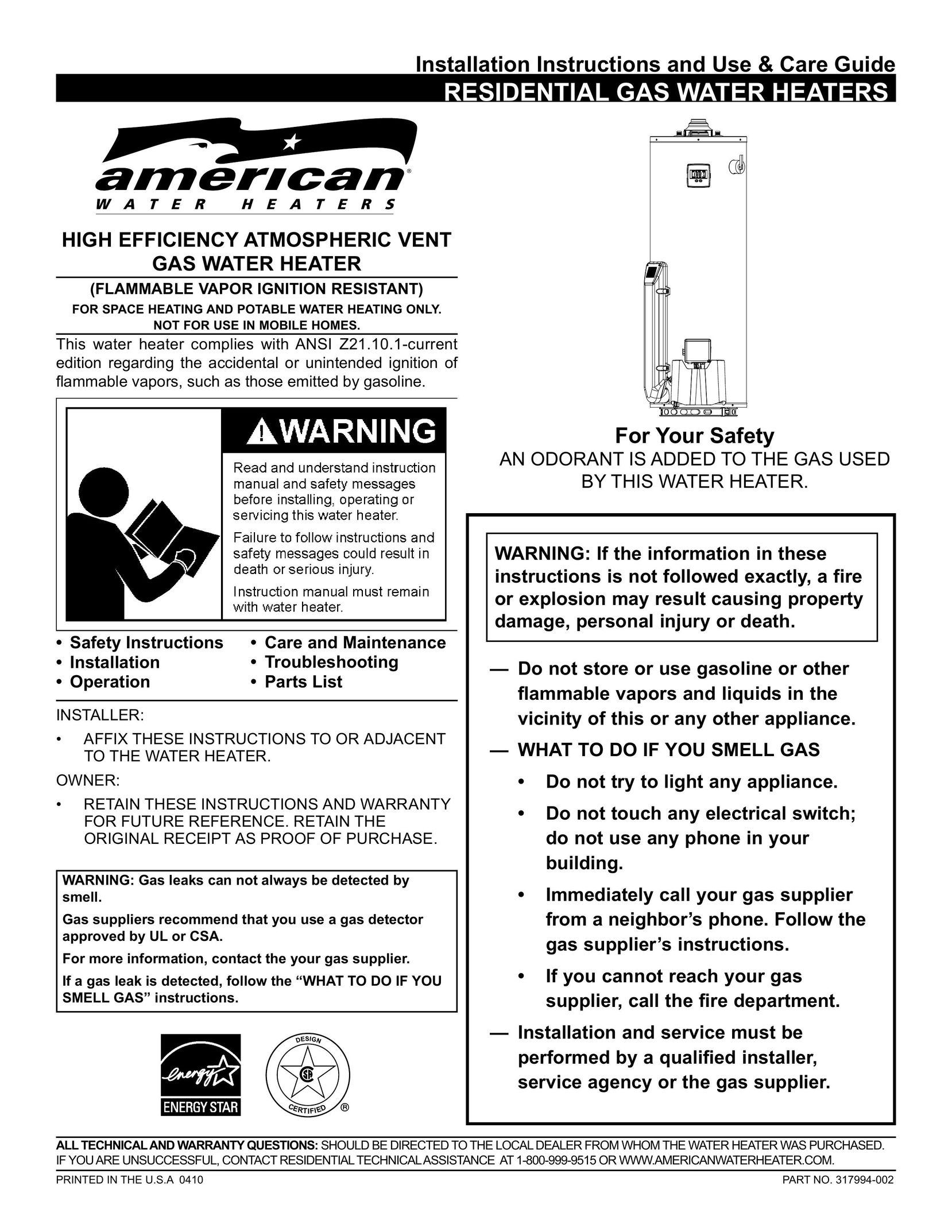 American Water Heater 317994-002 Amplified Phone User Manual