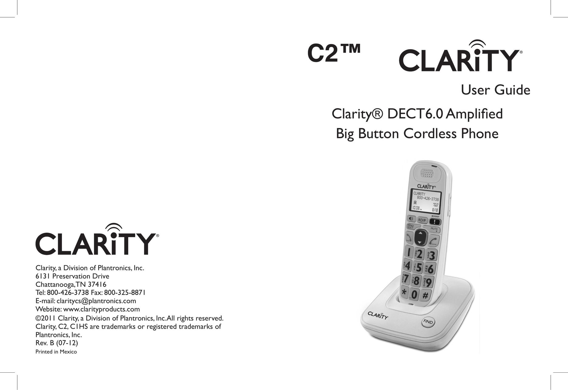 Clarity Clarity DECT6.0 Amplified Phone User Manual