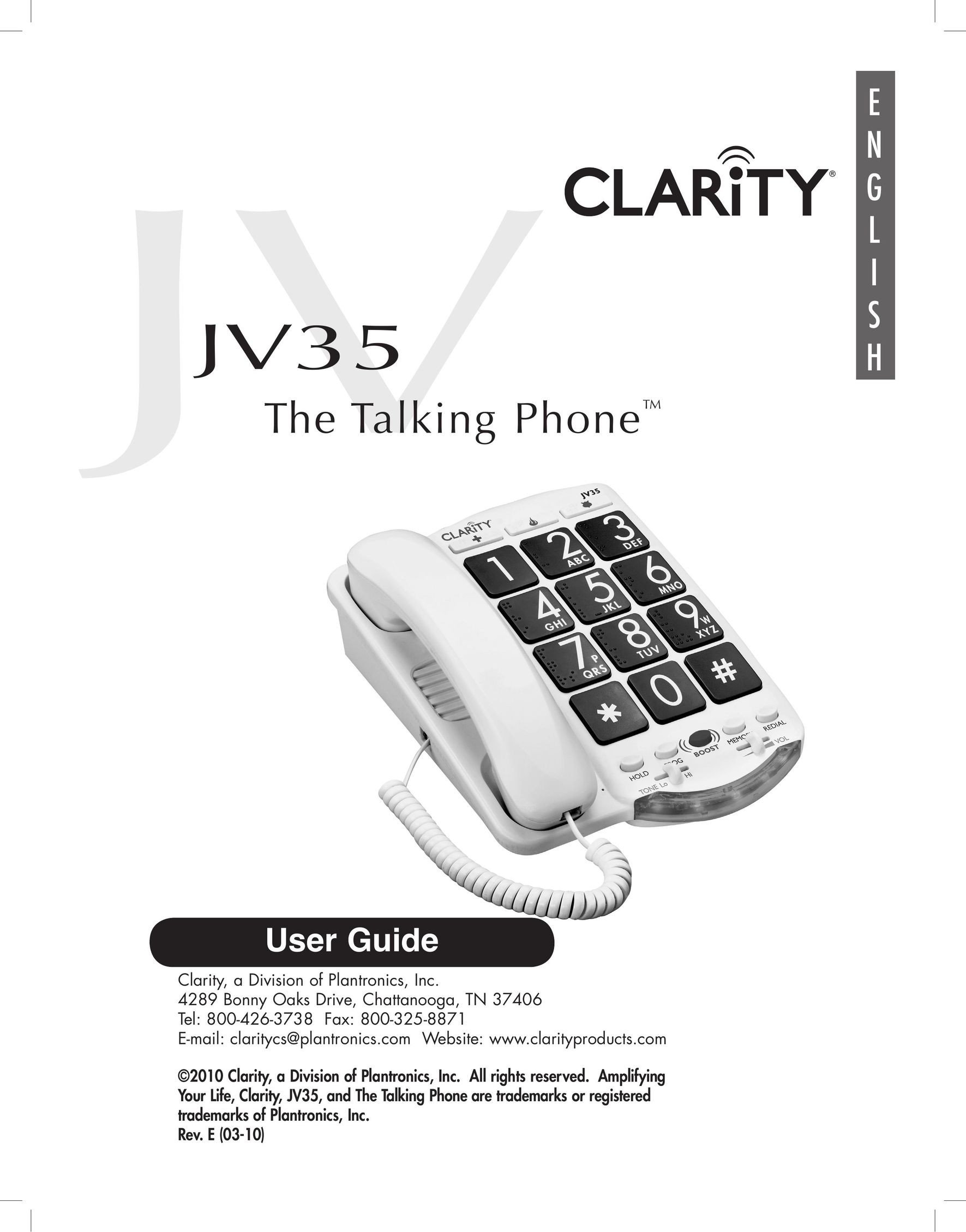 Clarity JV35 Amplified Phone User Manual