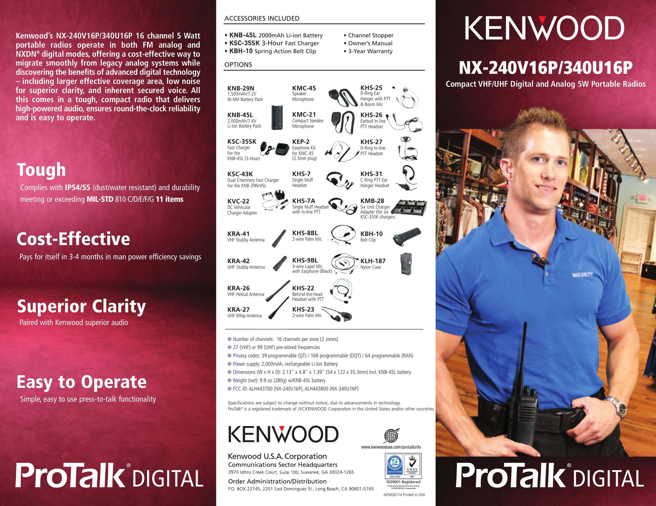 Kenwood NX-240V16P Amplified Phone User Manual