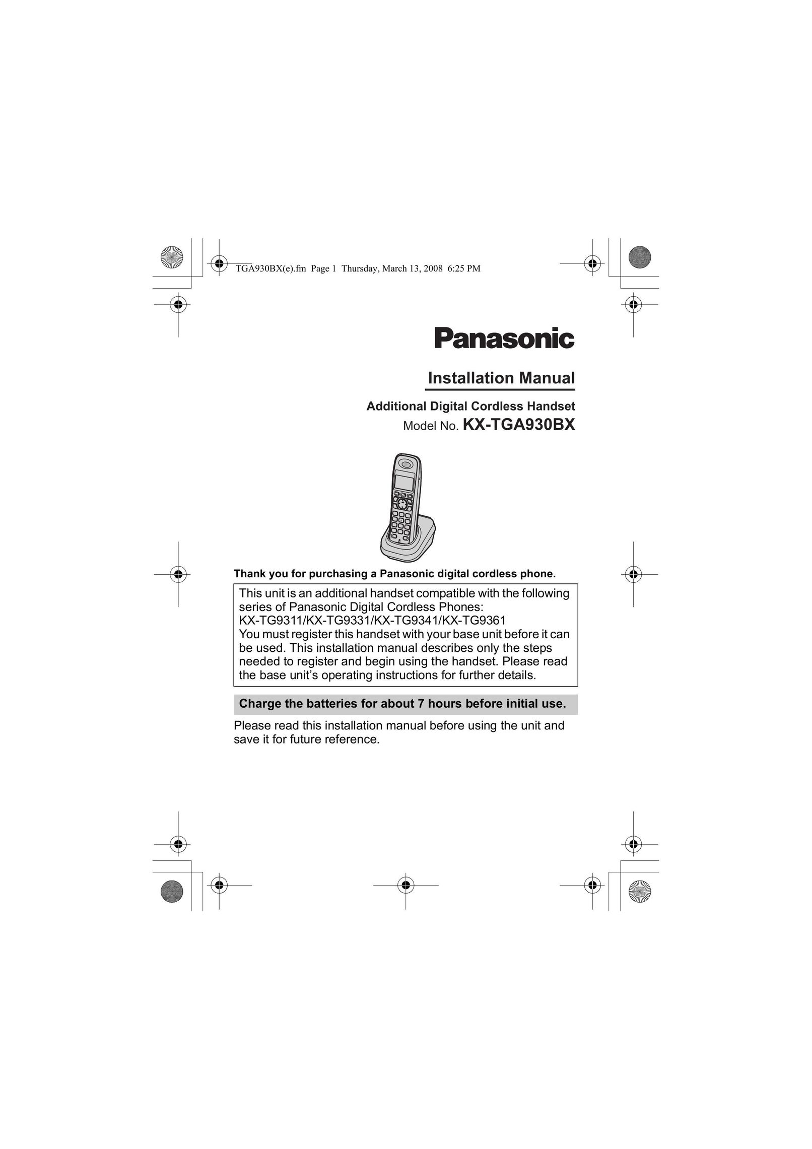 Panasonic KX-TGA930BX Amplified Phone User Manual