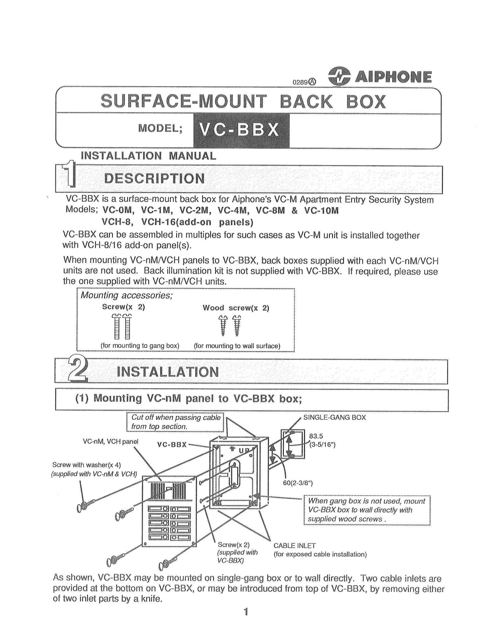 Aiphone VC-BBX Answering Machine User Manual