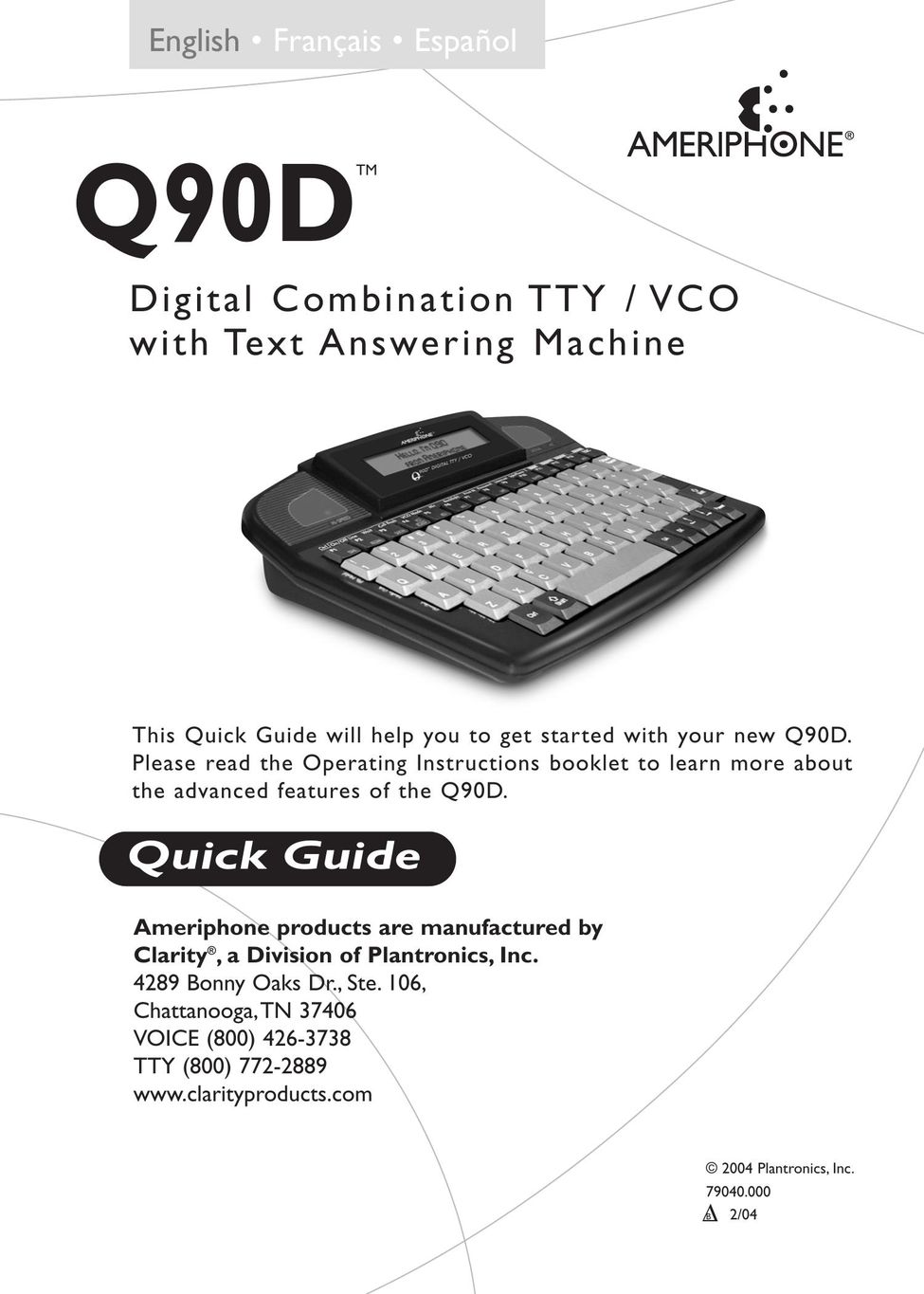 Ameriphone Q90D Answering Machine User Manual