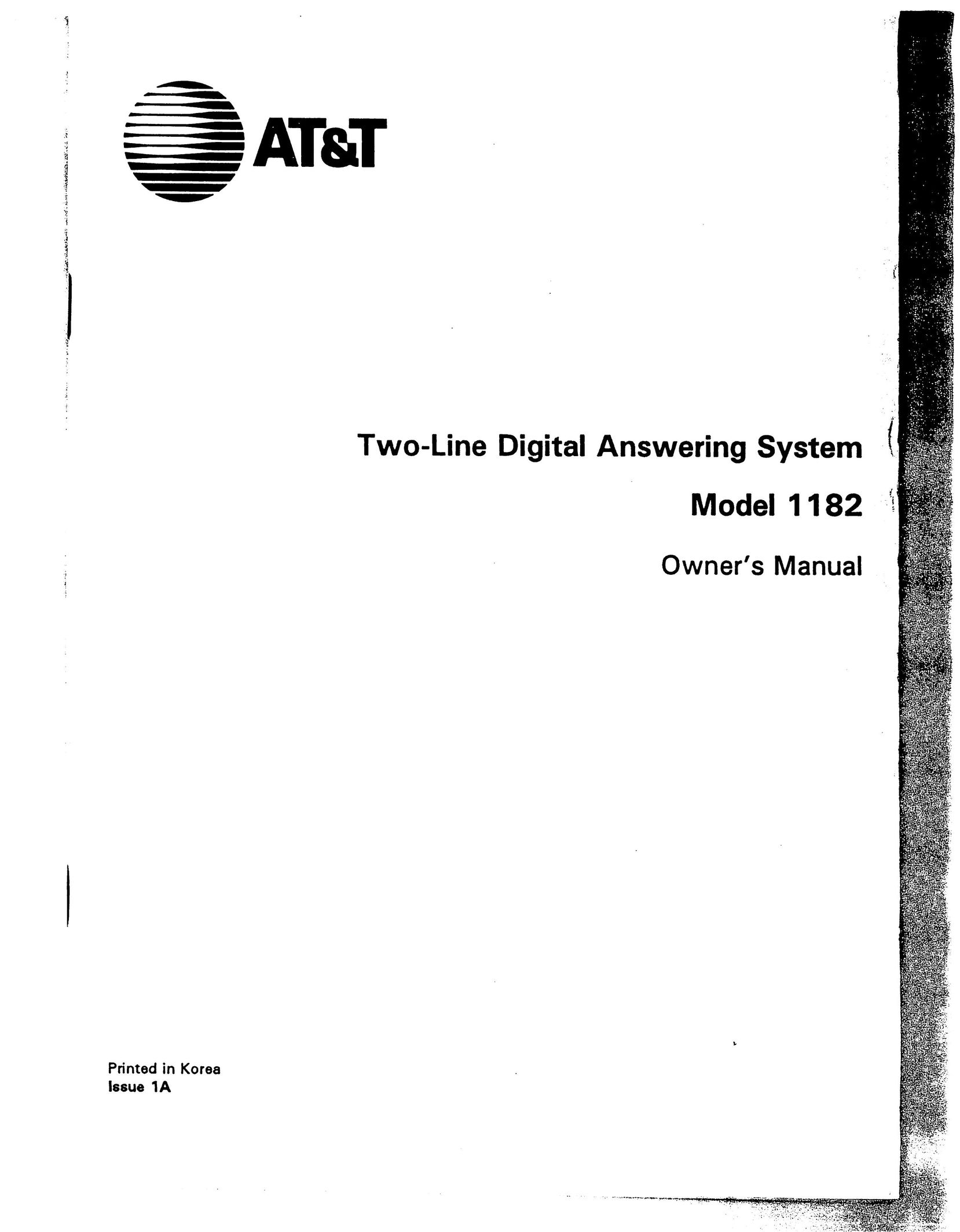 AT&T 1182 Answering Machine User Manual