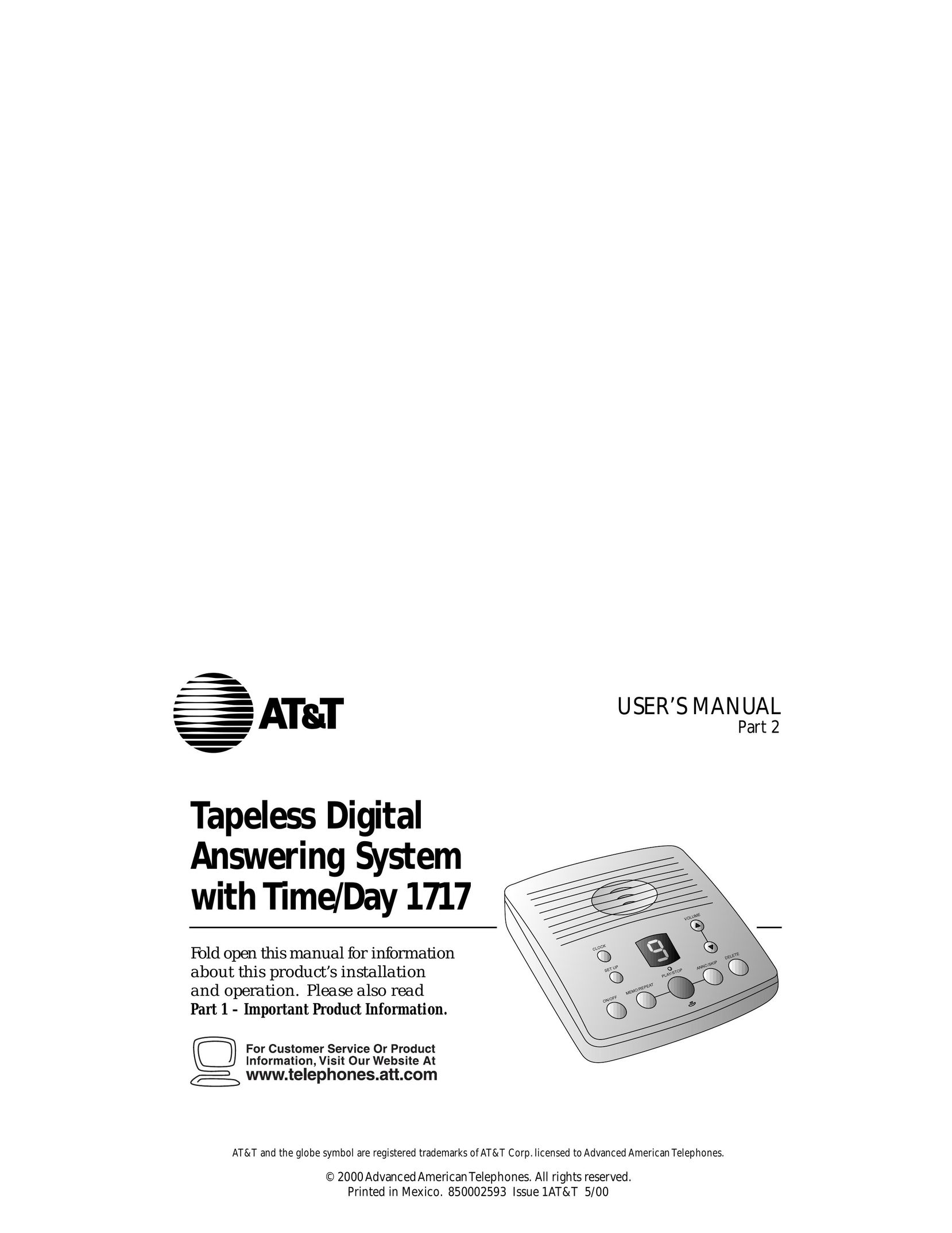 AT&T 1717 Answering Machine User Manual