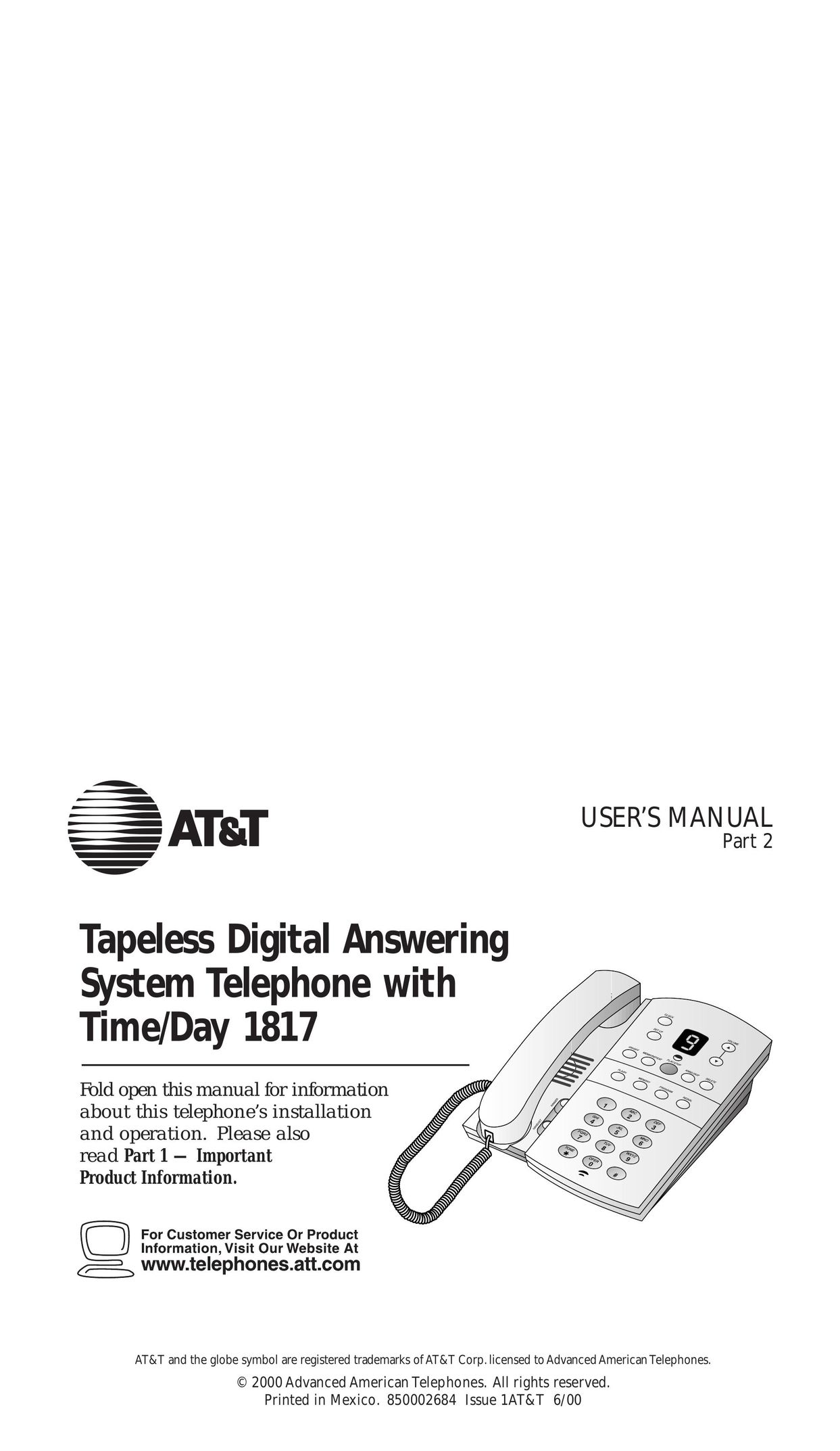 AT&T 1817 Answering Machine User Manual