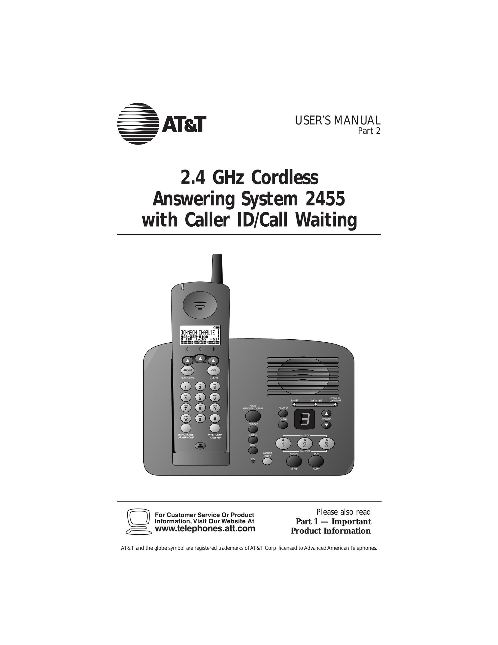 AT&T 2455 Answering Machine User Manual
