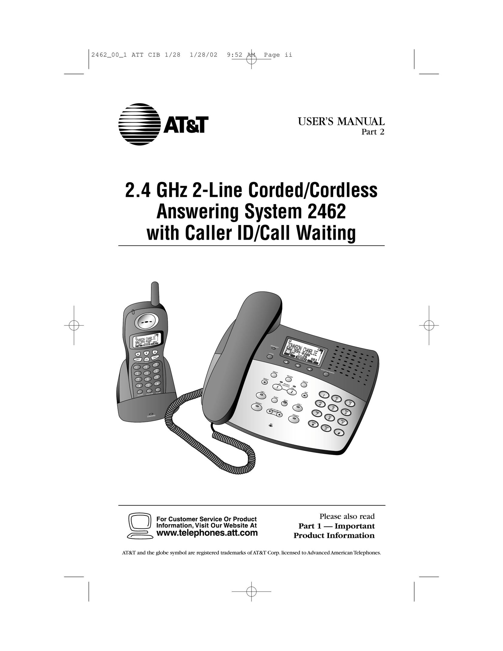 AT&T 2462 Answering Machine User Manual