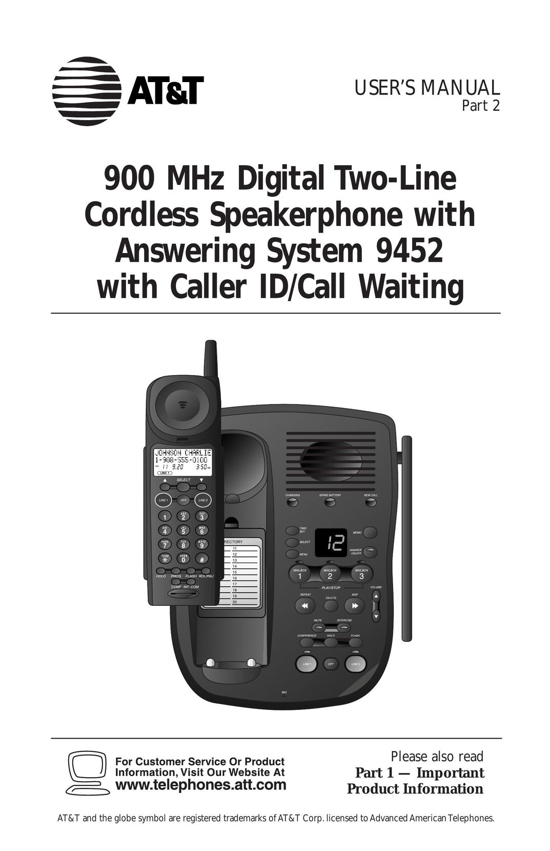 AT&T 9452 Answering Machine User Manual