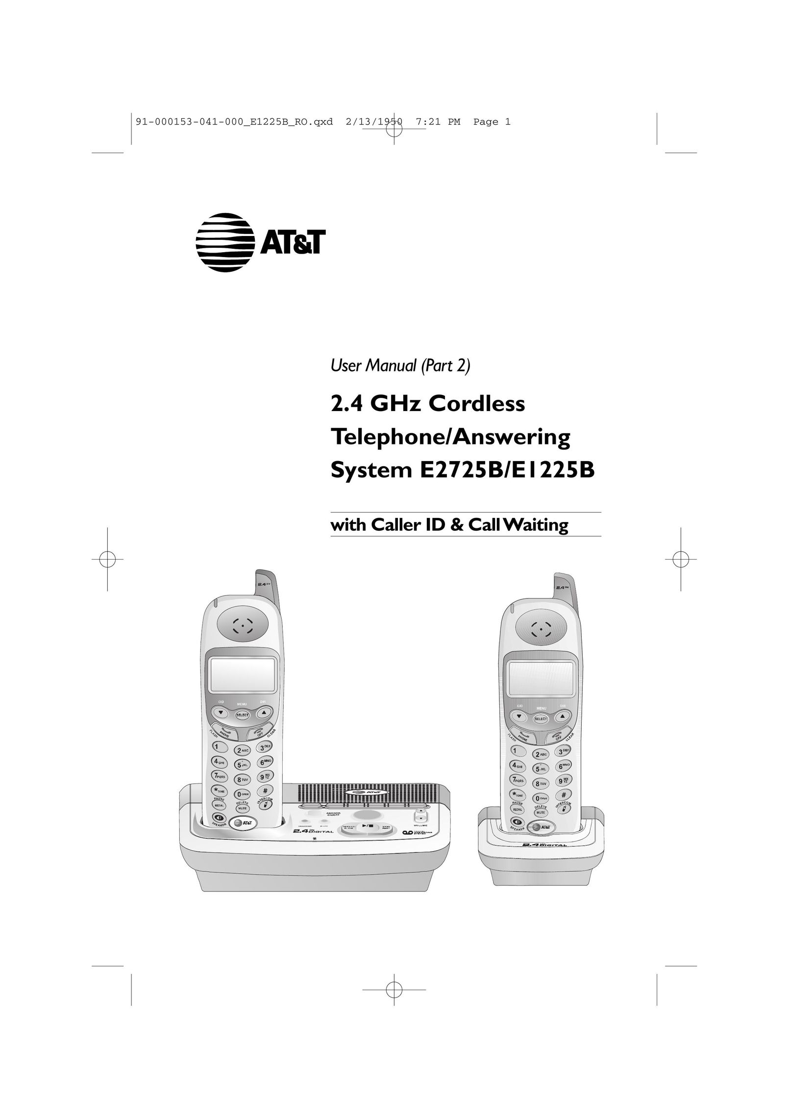 AT&T E1225B Answering Machine User Manual