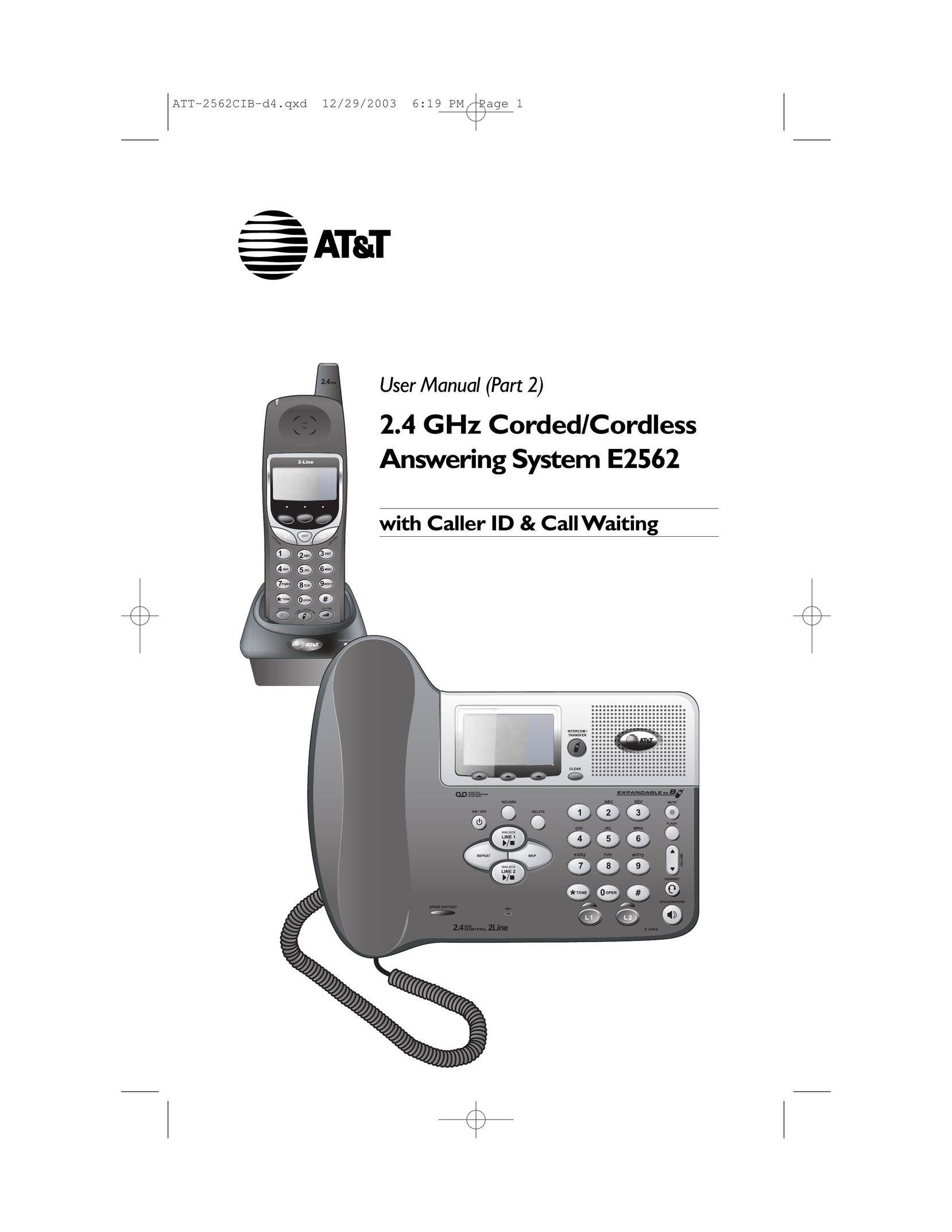 AT&T E2562 Answering Machine User Manual