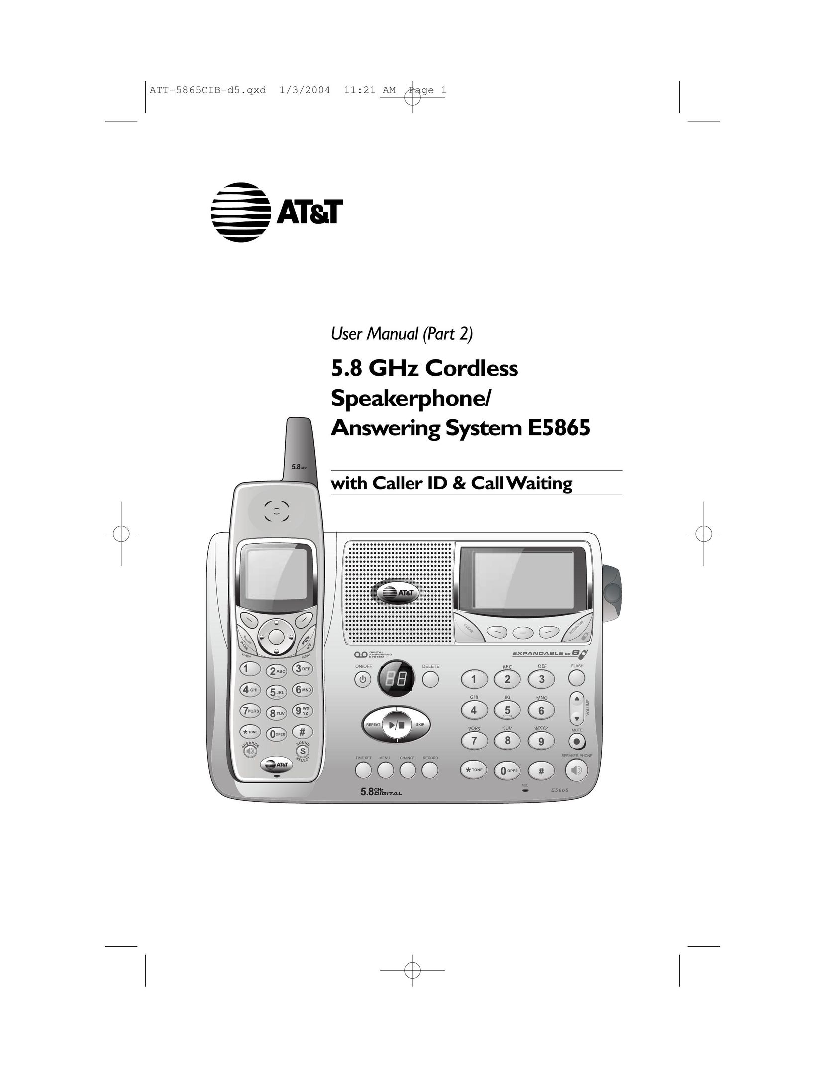 AT&T E5865 Answering Machine User Manual