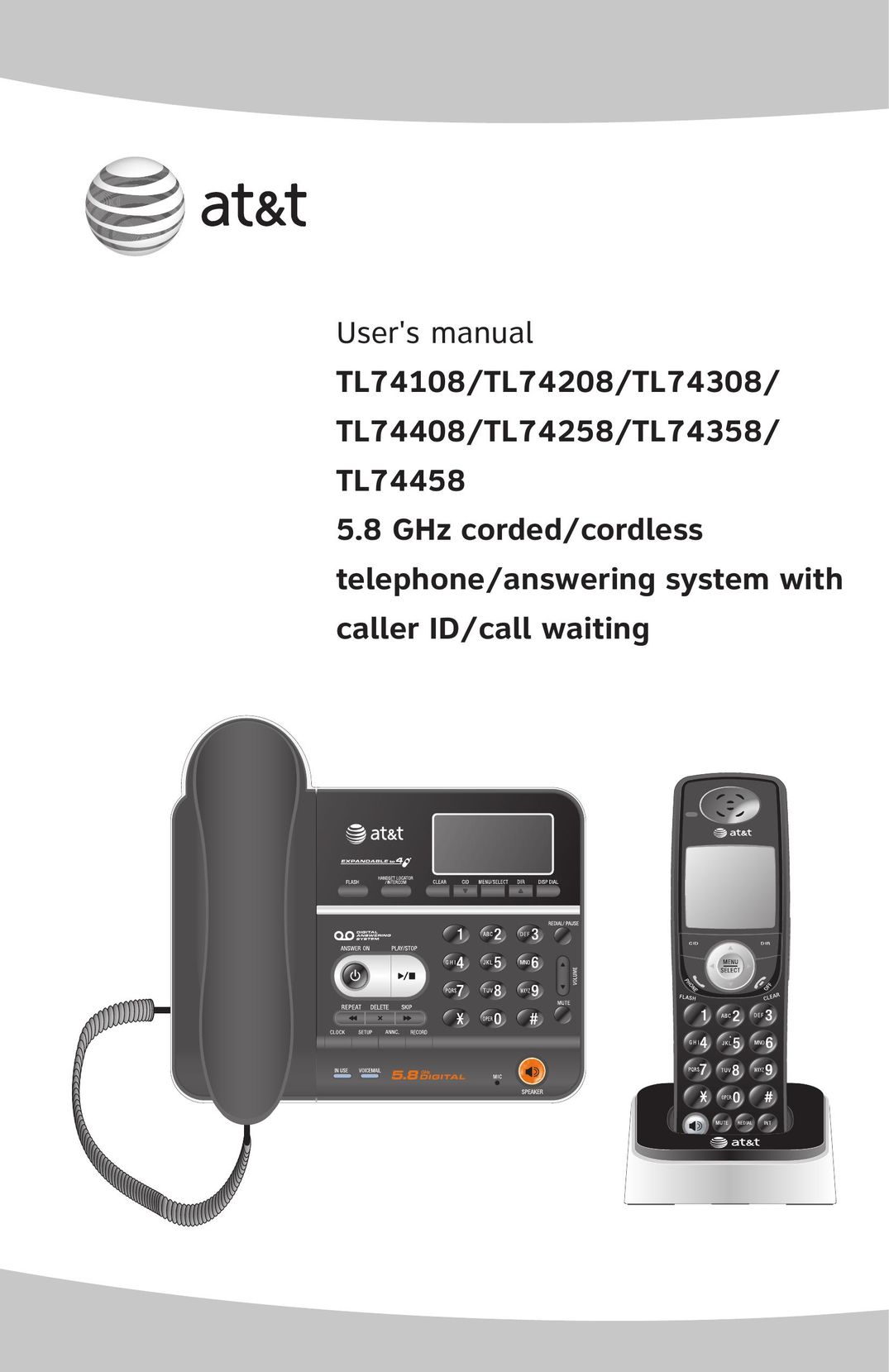 AT&T TL74458 Answering Machine User Manual