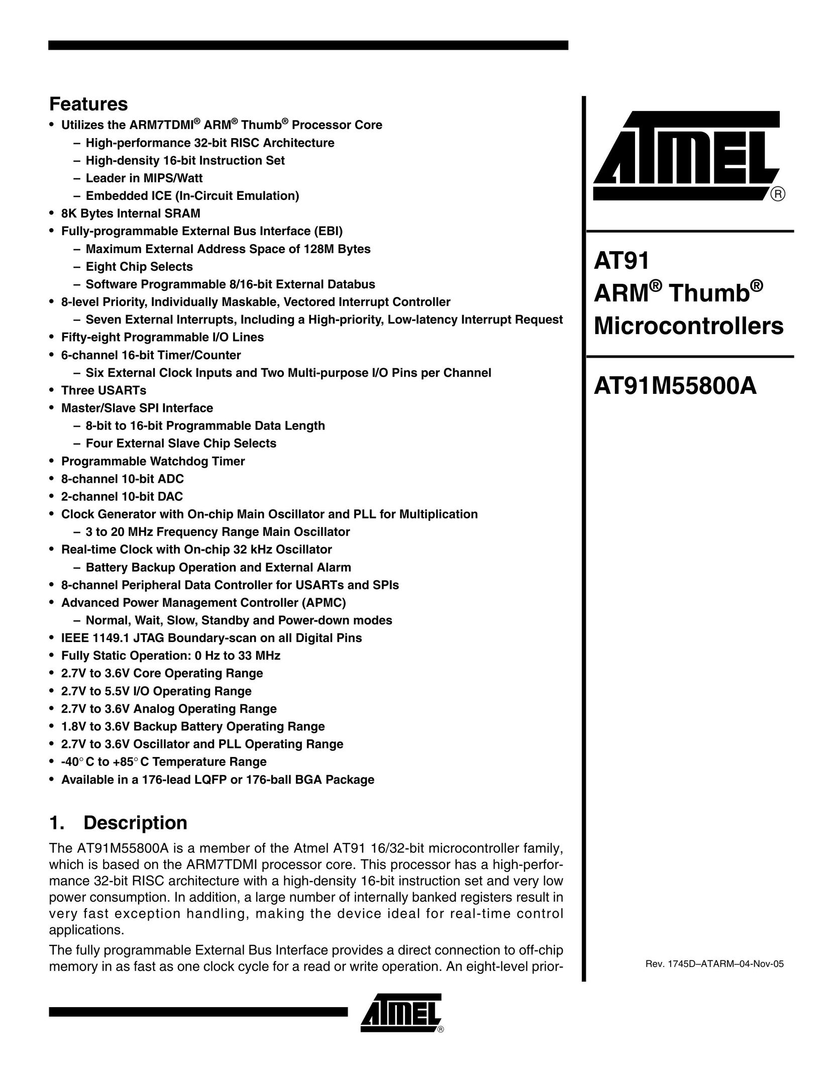 Atmel AT91M55800A Answering Machine User Manual