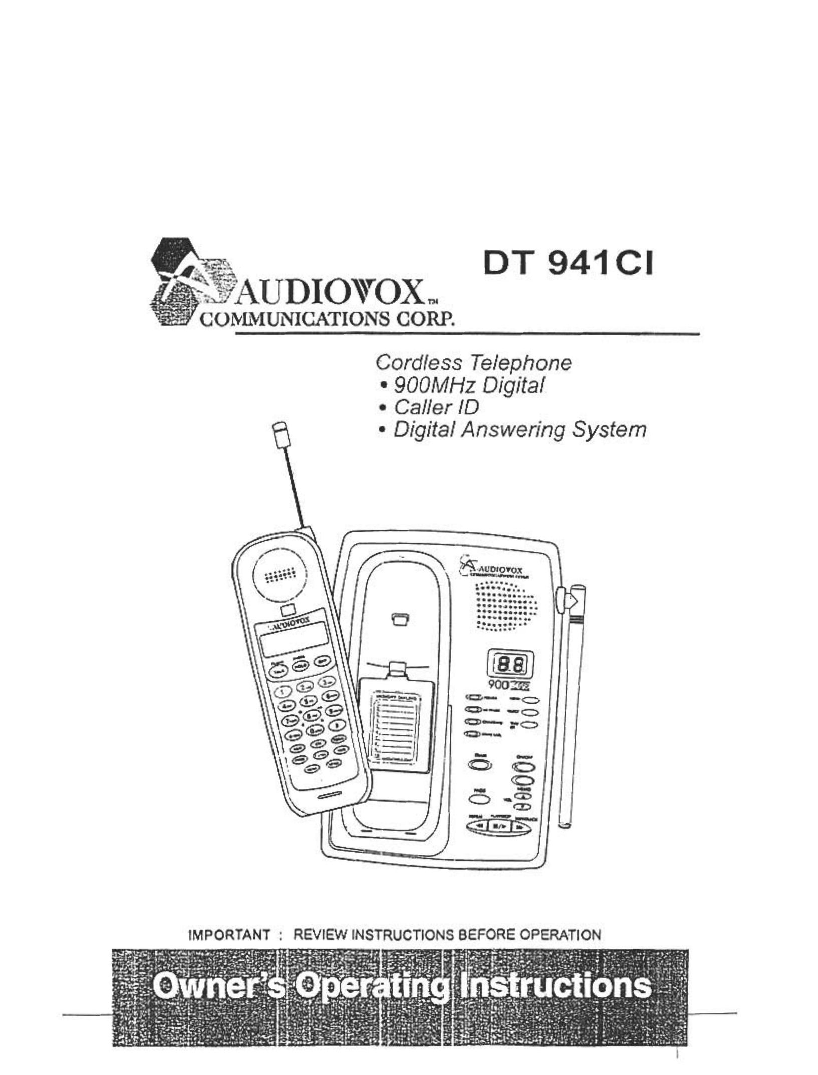 Audiovox DT 941 CI Answering Machine User Manual