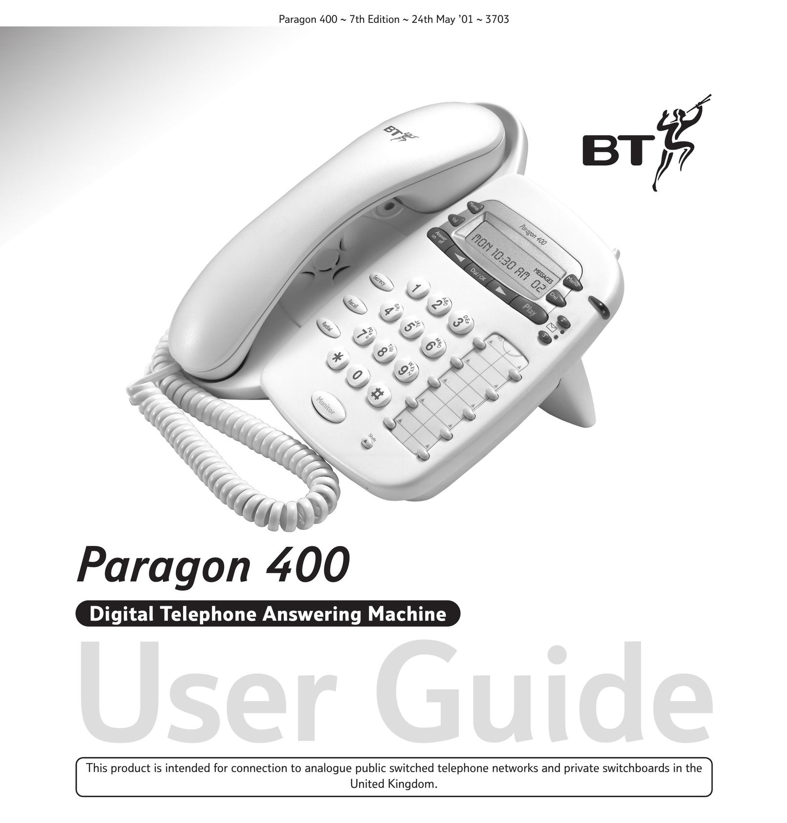 BT 400 Answering Machine User Manual