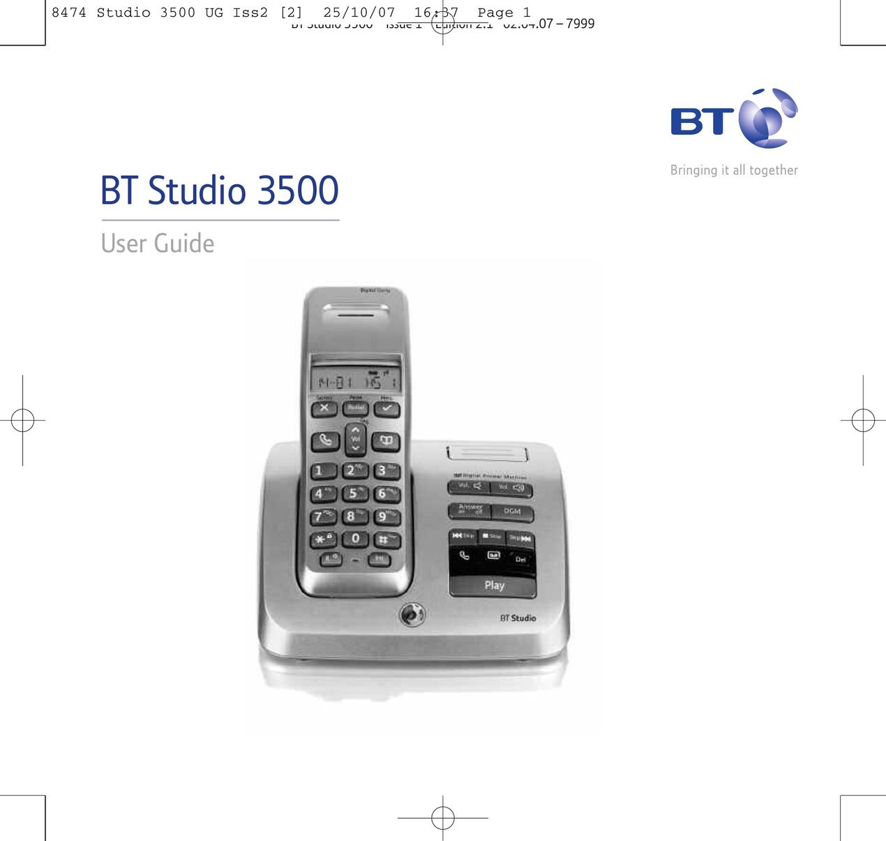BT Studio 3500 Answering Machine User Manual