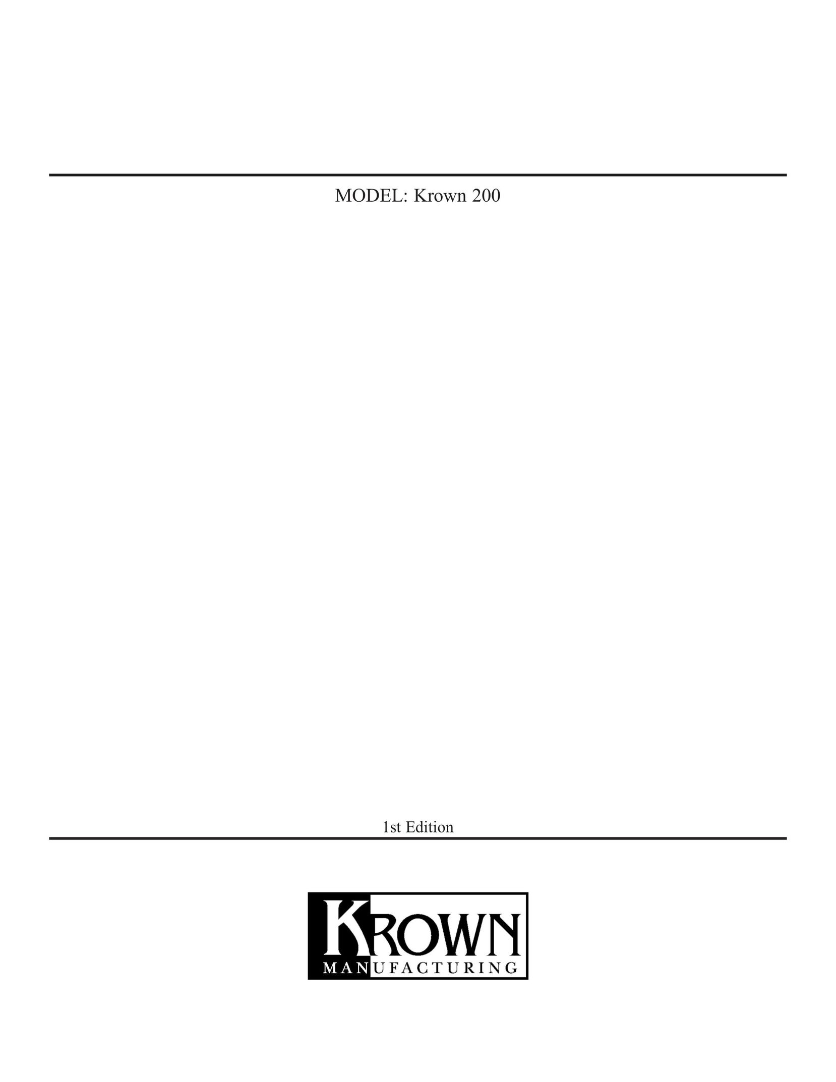 Krown Manufacturing Krown 200 Answering Machine User Manual