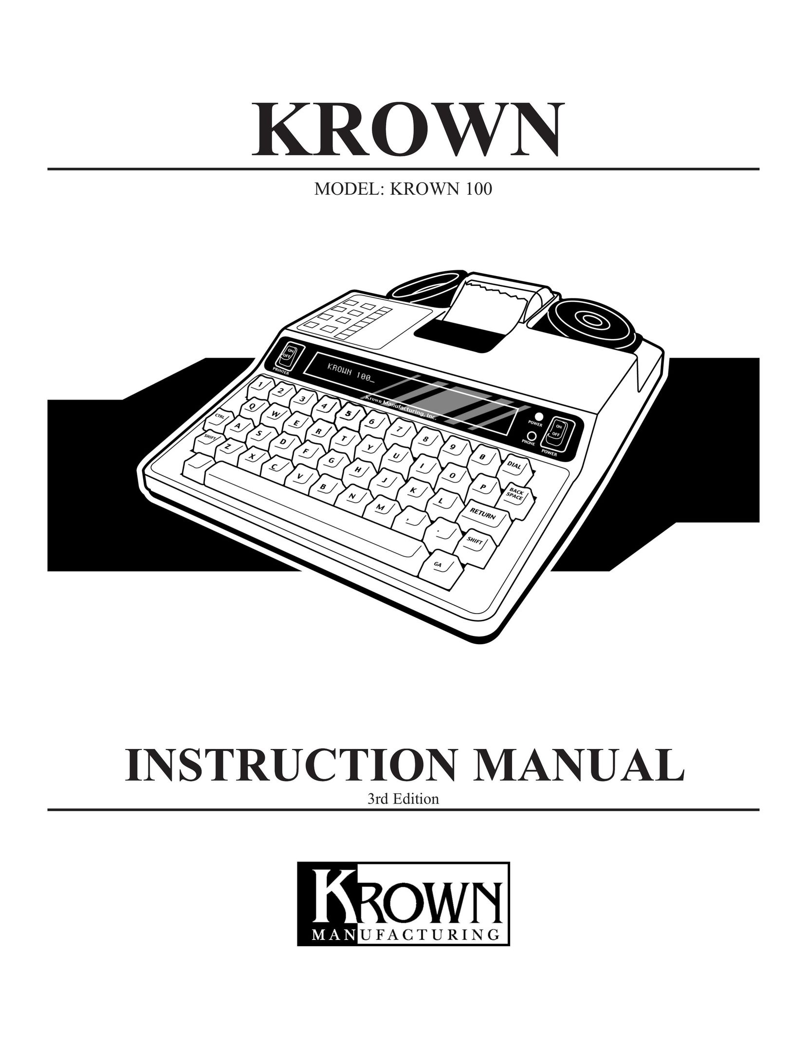Krown Manufacturing Model Krown 100 Answering Machine User Manual