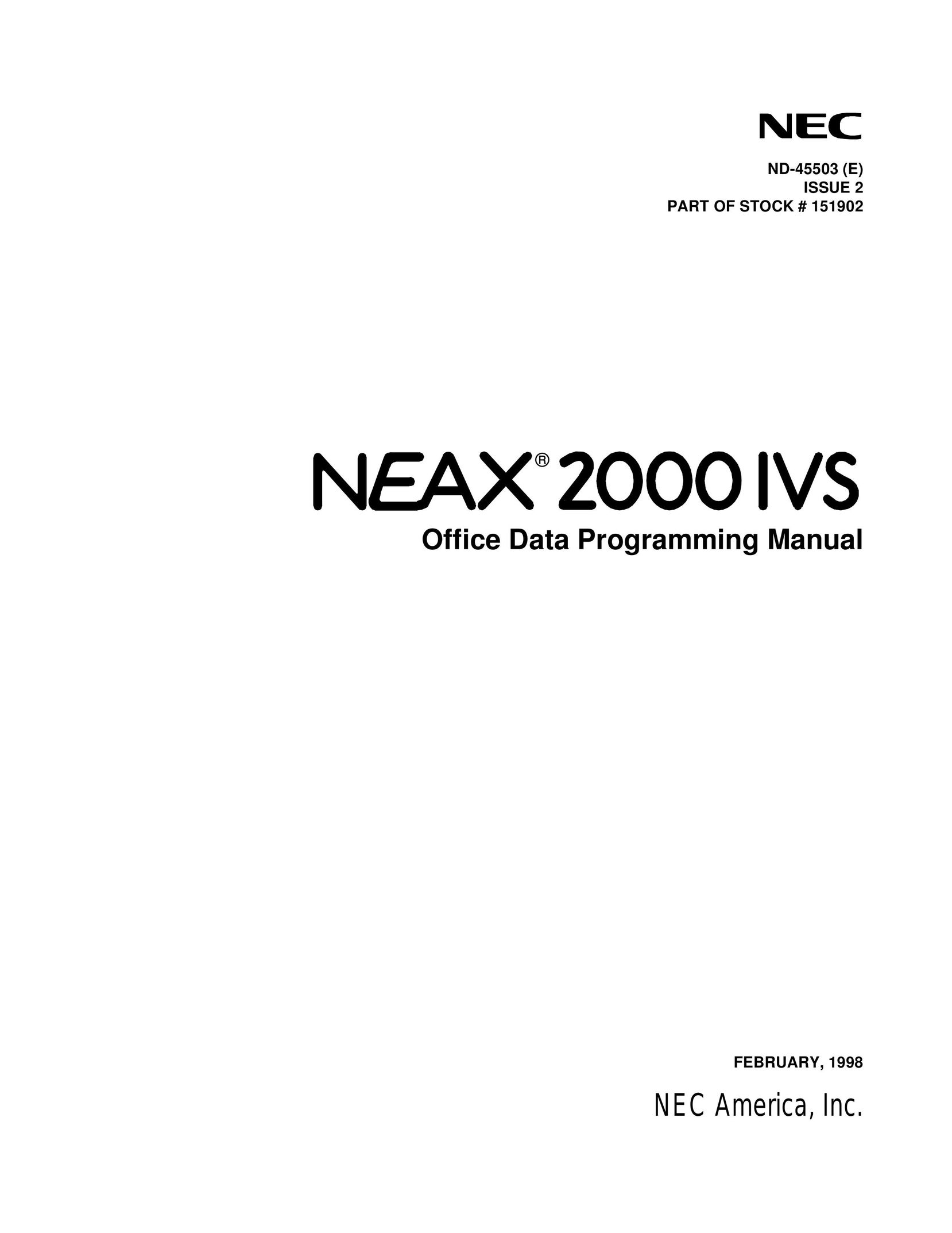 NEC NEAX 2000 IVS Answering Machine User Manual