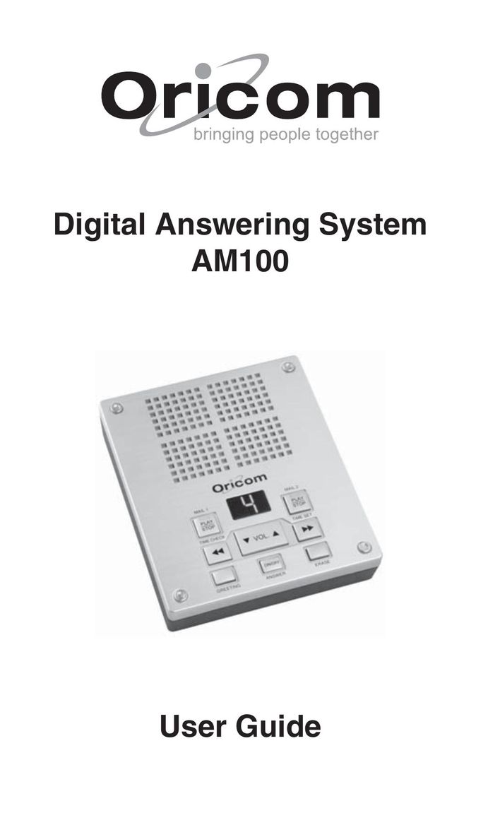 Oricom AM100 Answering Machine User Manual