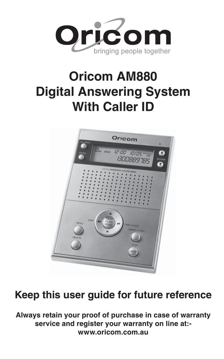 Oricom AM880 Answering Machine User Manual