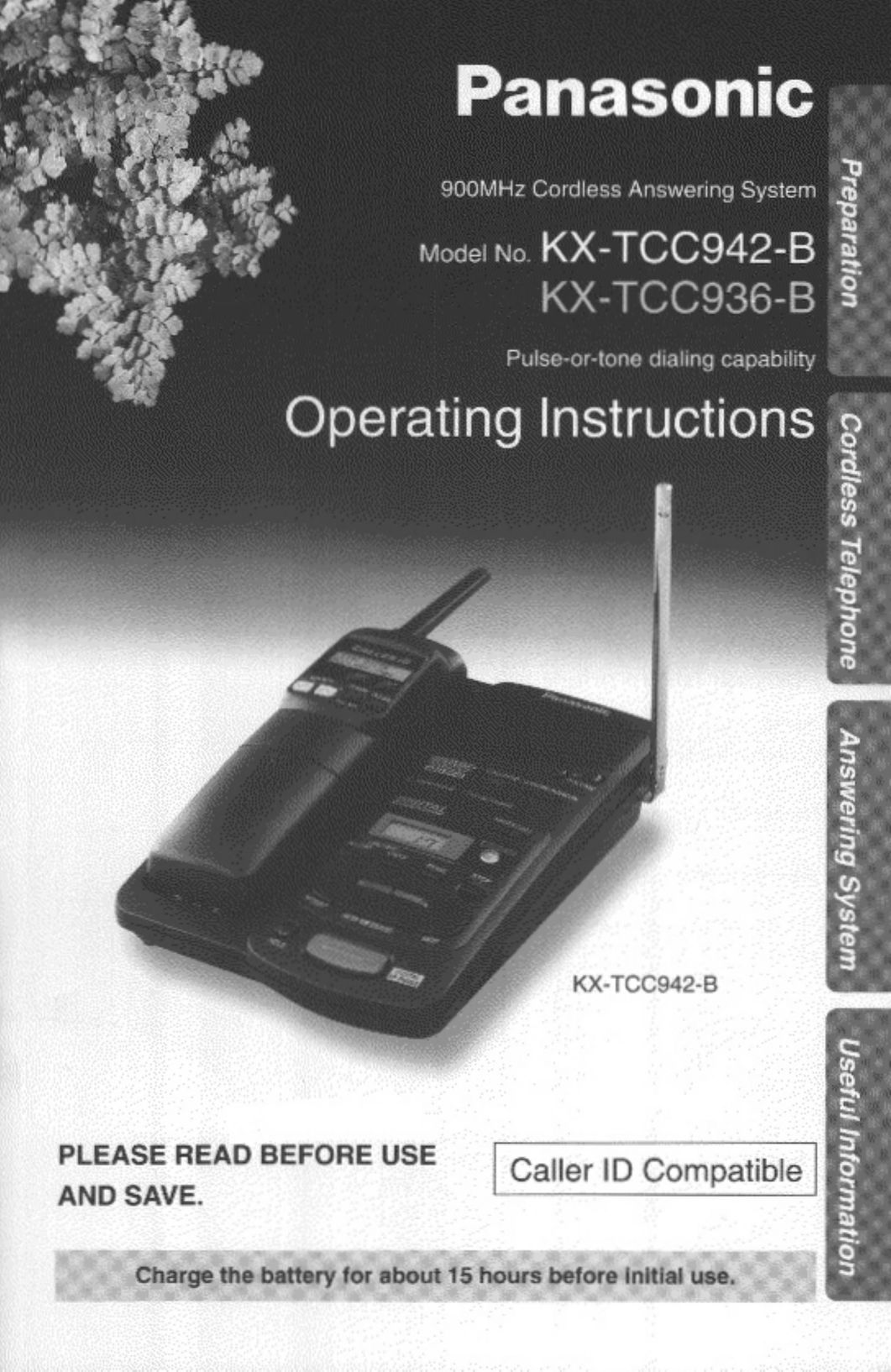 Panasonic KC-TCC942-B Answering Machine User Manual