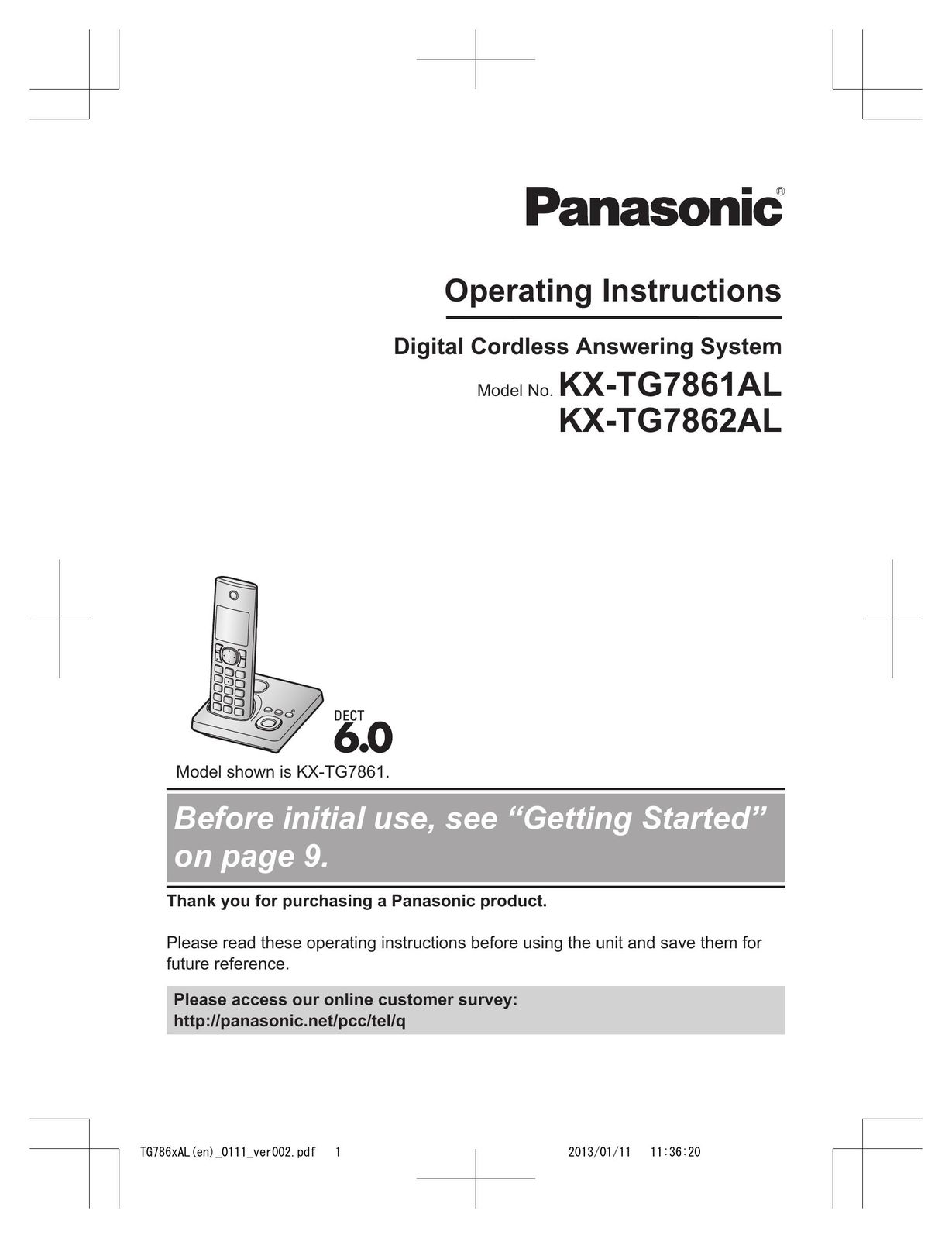 Panasonic KT-TG7861AL Answering Machine User Manual