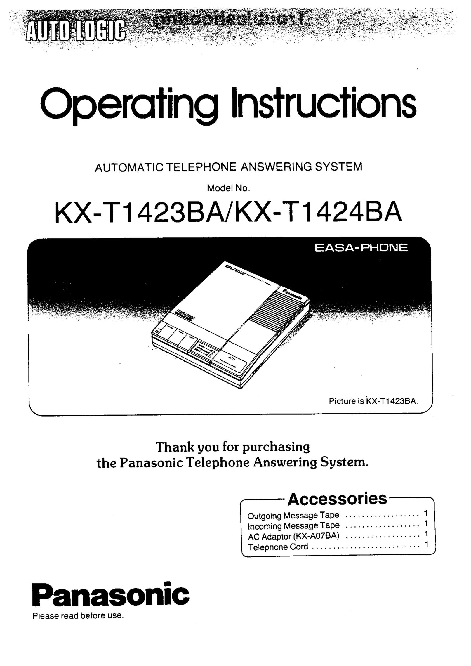 Panasonic KX-T1423BA/KX-T1424BA Answering Machine User Manual