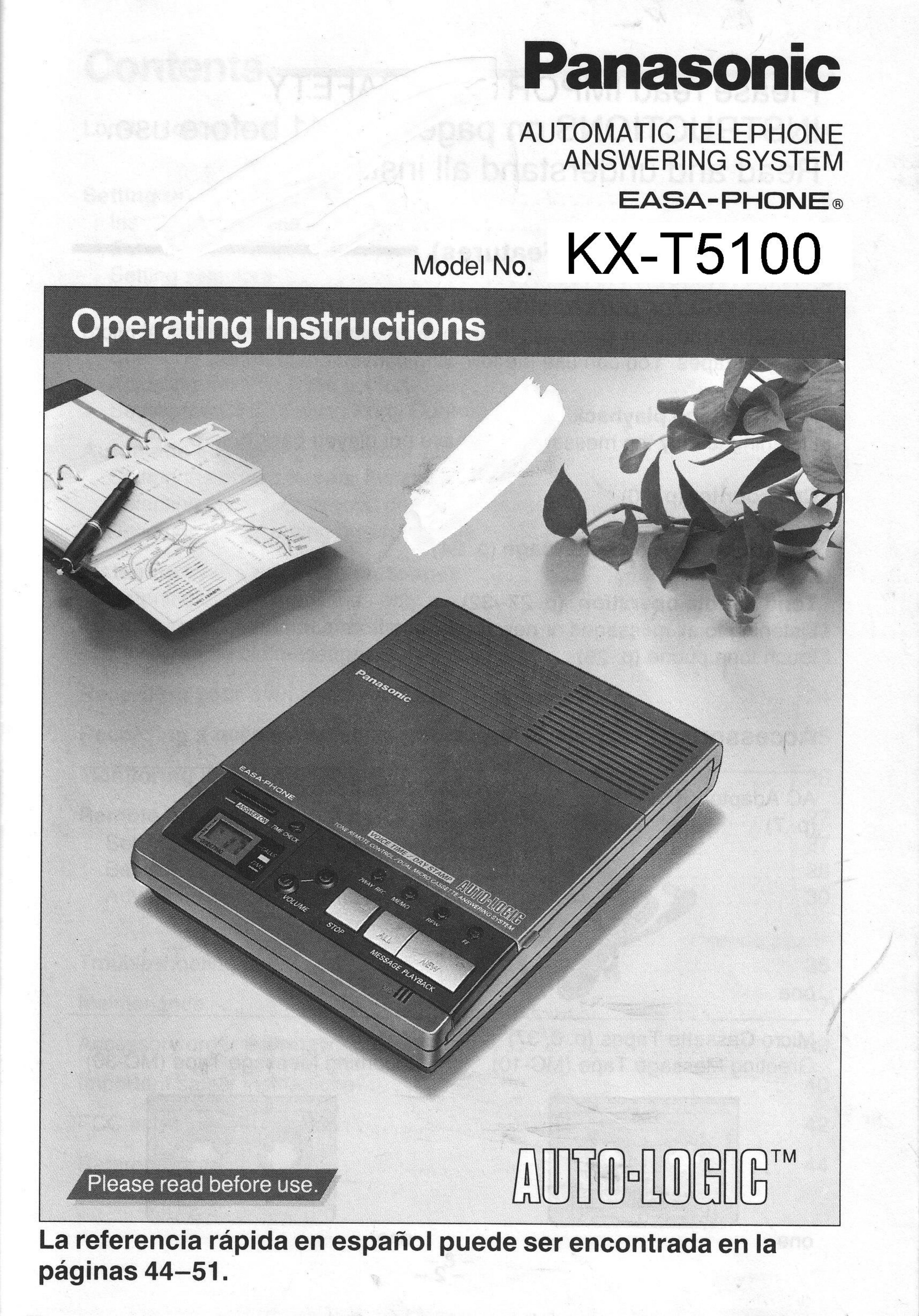 Panasonic KX-T5100 Answering Machine User Manual