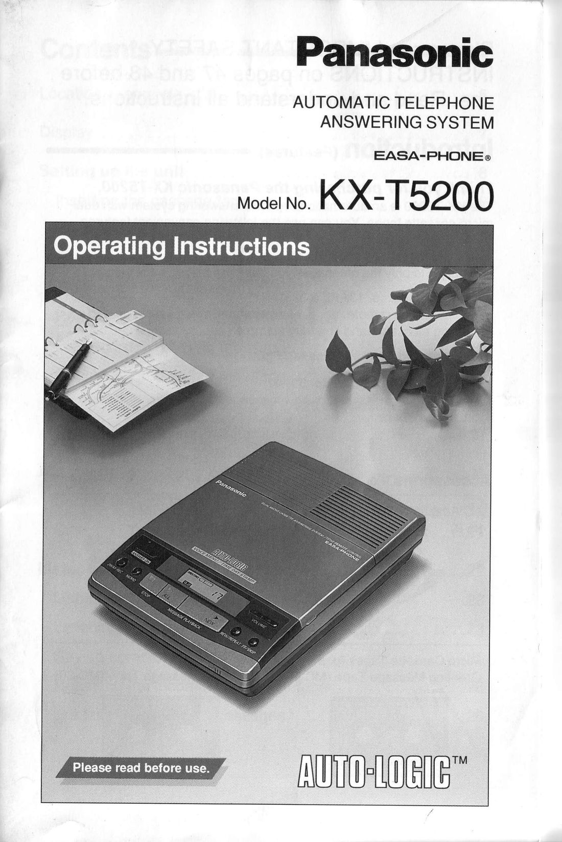 Panasonic KX-T5200 Answering Machine User Manual