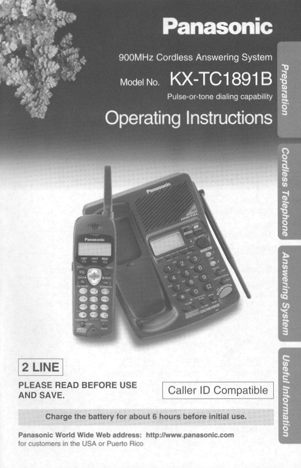 Panasonic KX-TC1891B Answering Machine User Manual