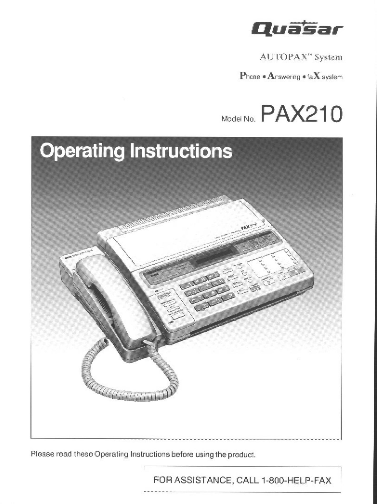 Quasar PAX210 Answering Machine User Manual