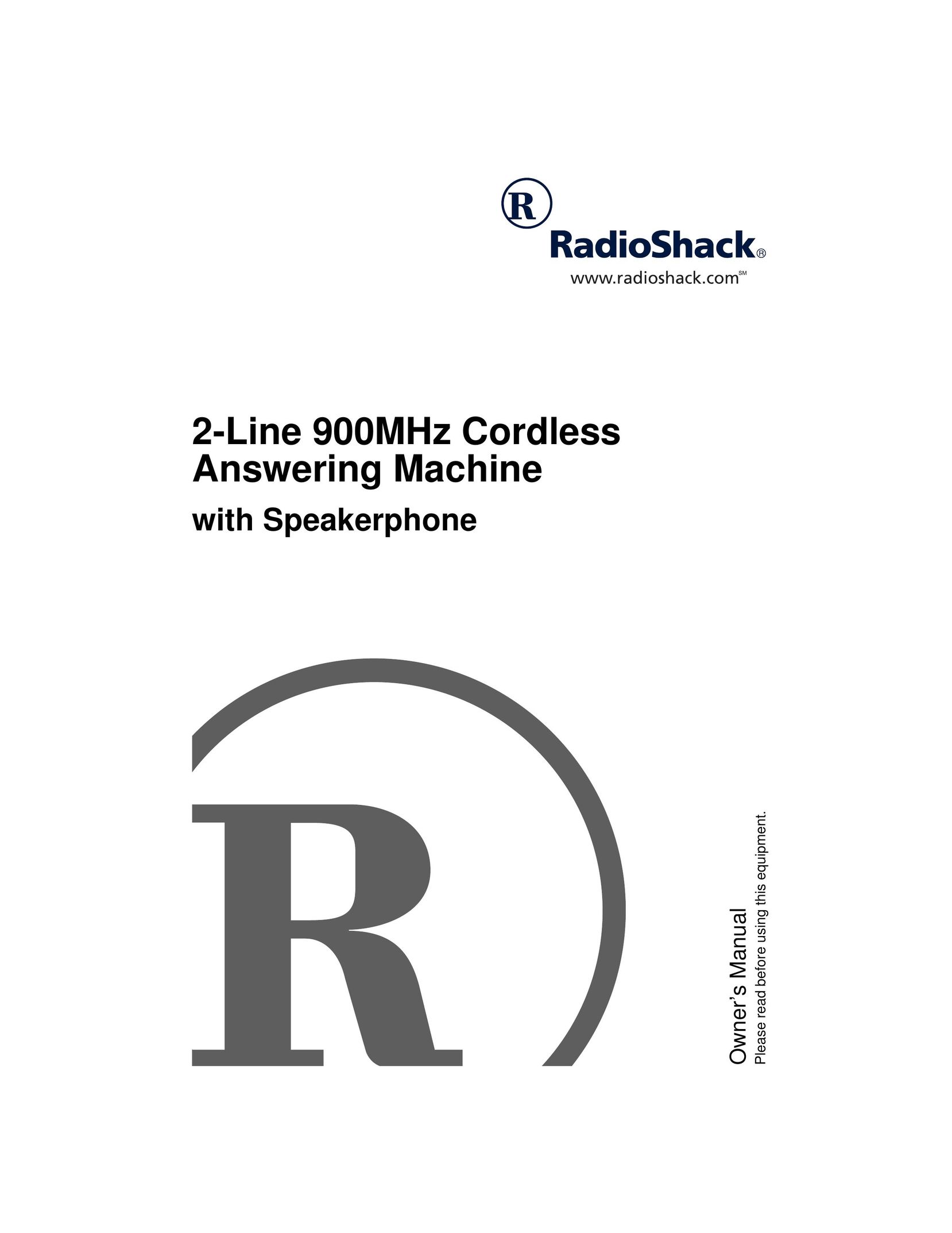 Radio Shack 900MHz Answering Machine User Manual
