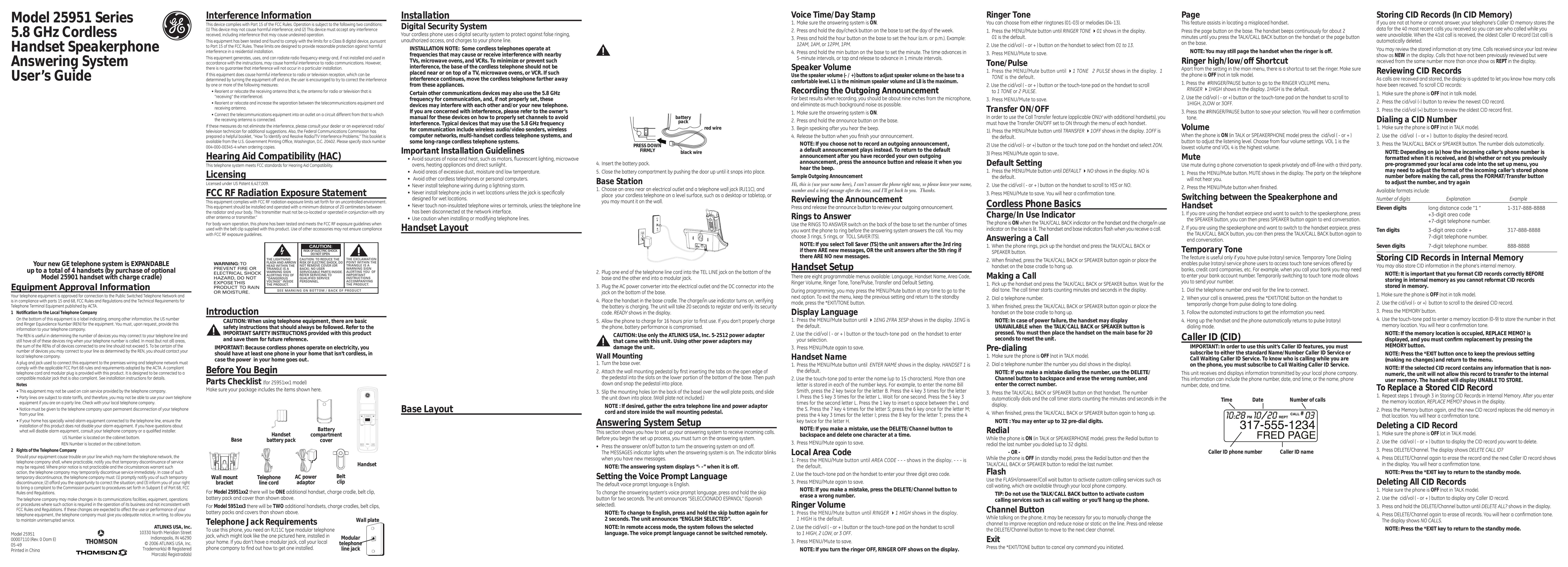 RCA 25901 Series Answering Machine User Manual