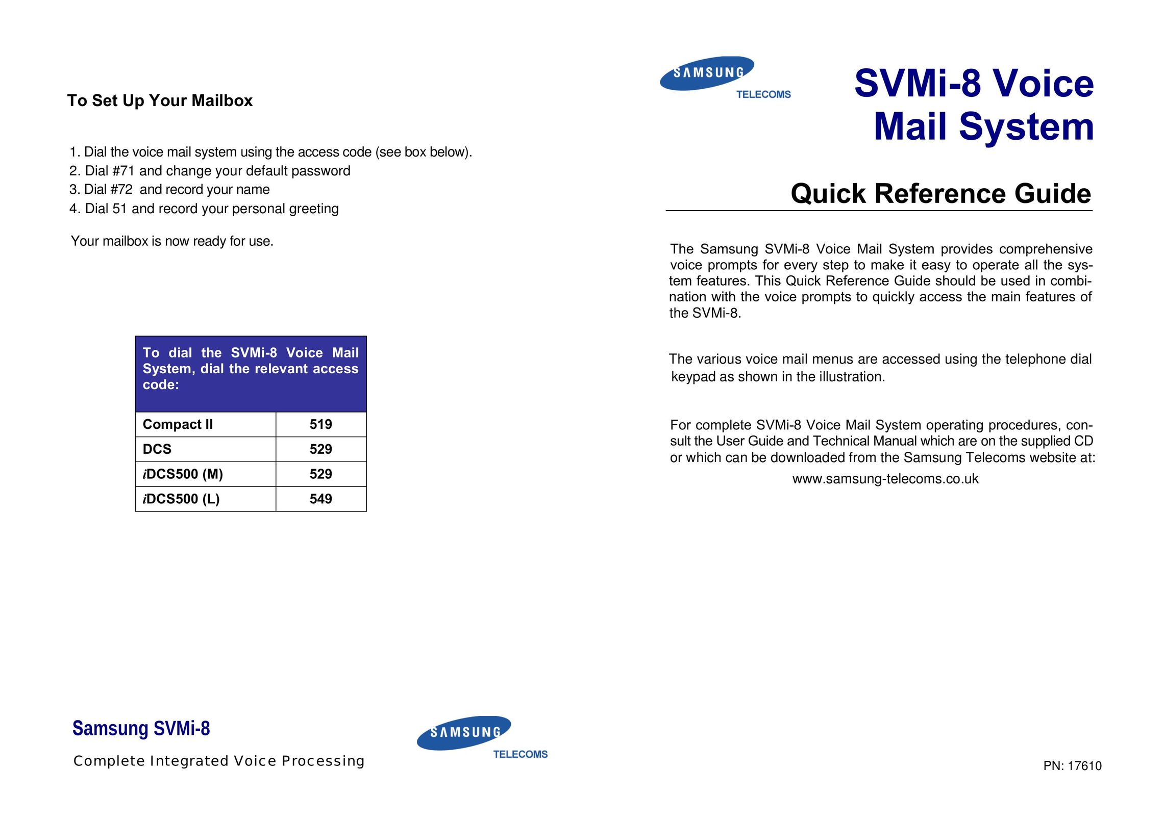 Samsung Samsung SVMI-8 Answering Machine User Manual