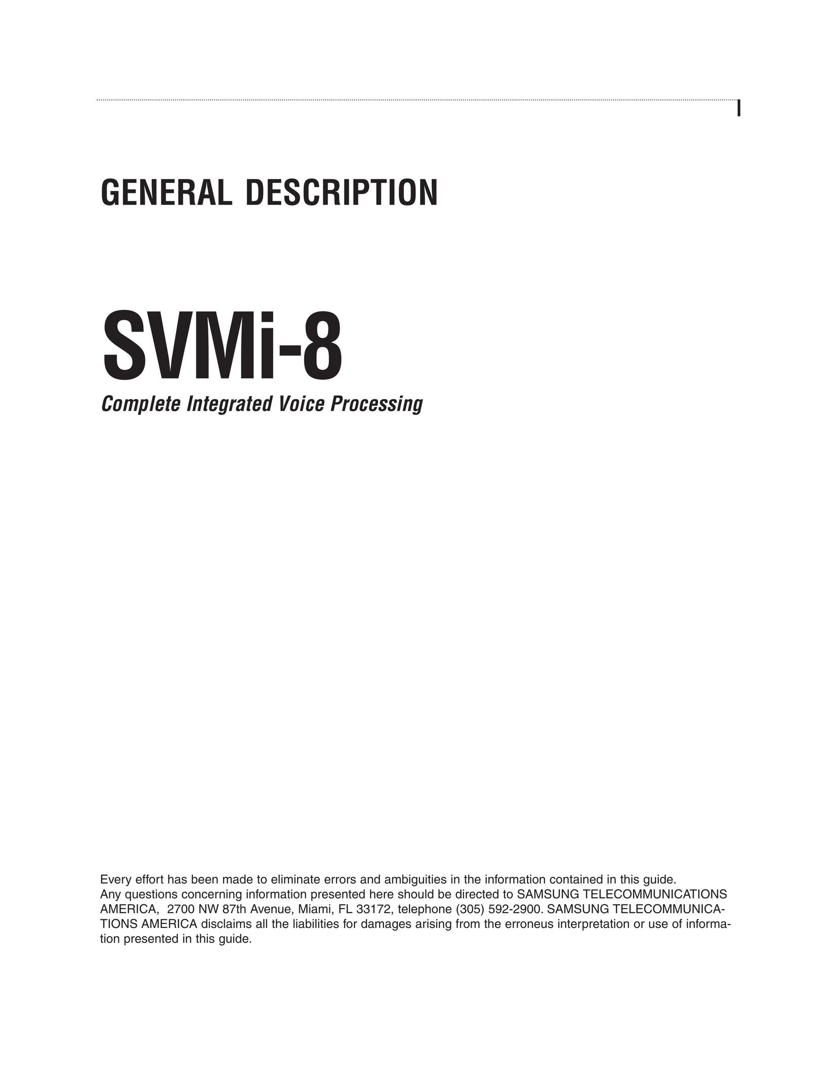 Samsung SVMi-8 Answering Machine User Manual
