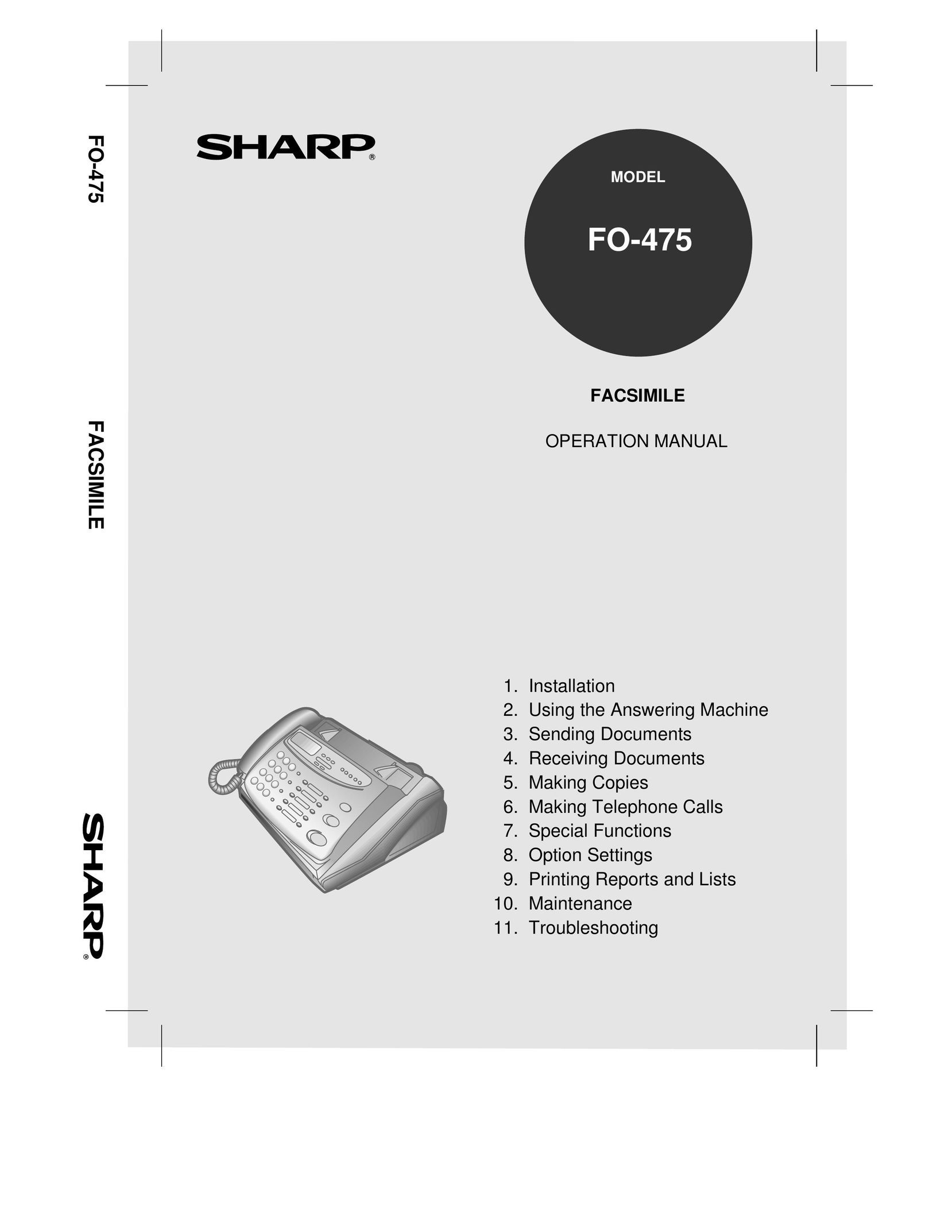 Sharp FO-475 Answering Machine User Manual