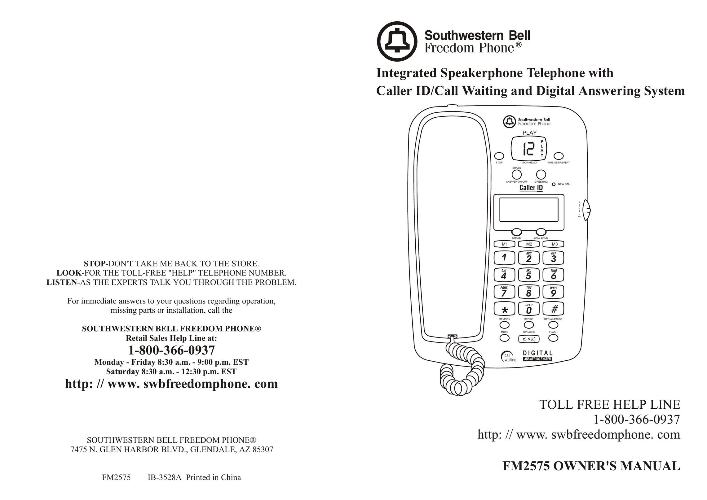 Southwestern Bell FM2575 Answering Machine User Manual