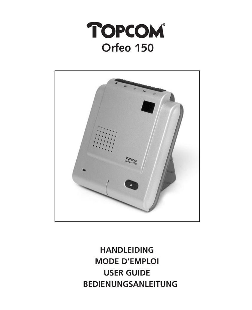 Topcom ORFEO 150 Answering Machine User Manual