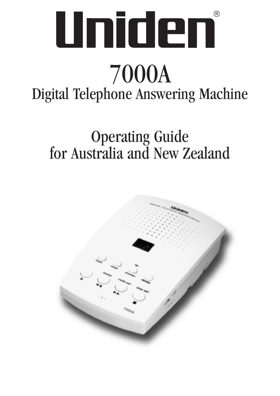 Uniden 7000A Answering Machine User Manual