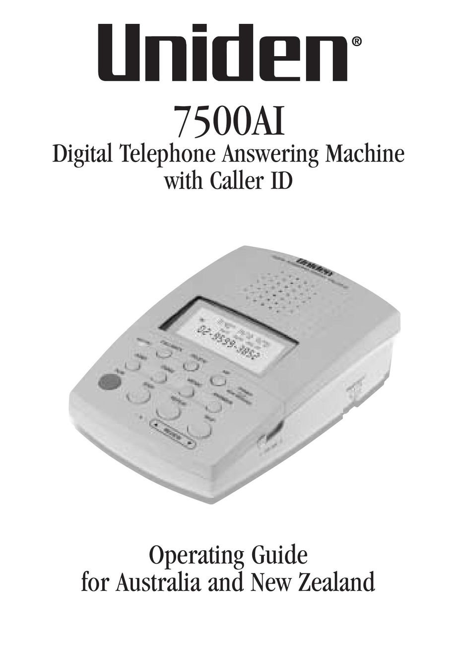 Uniden 7500AI Answering Machine User Manual