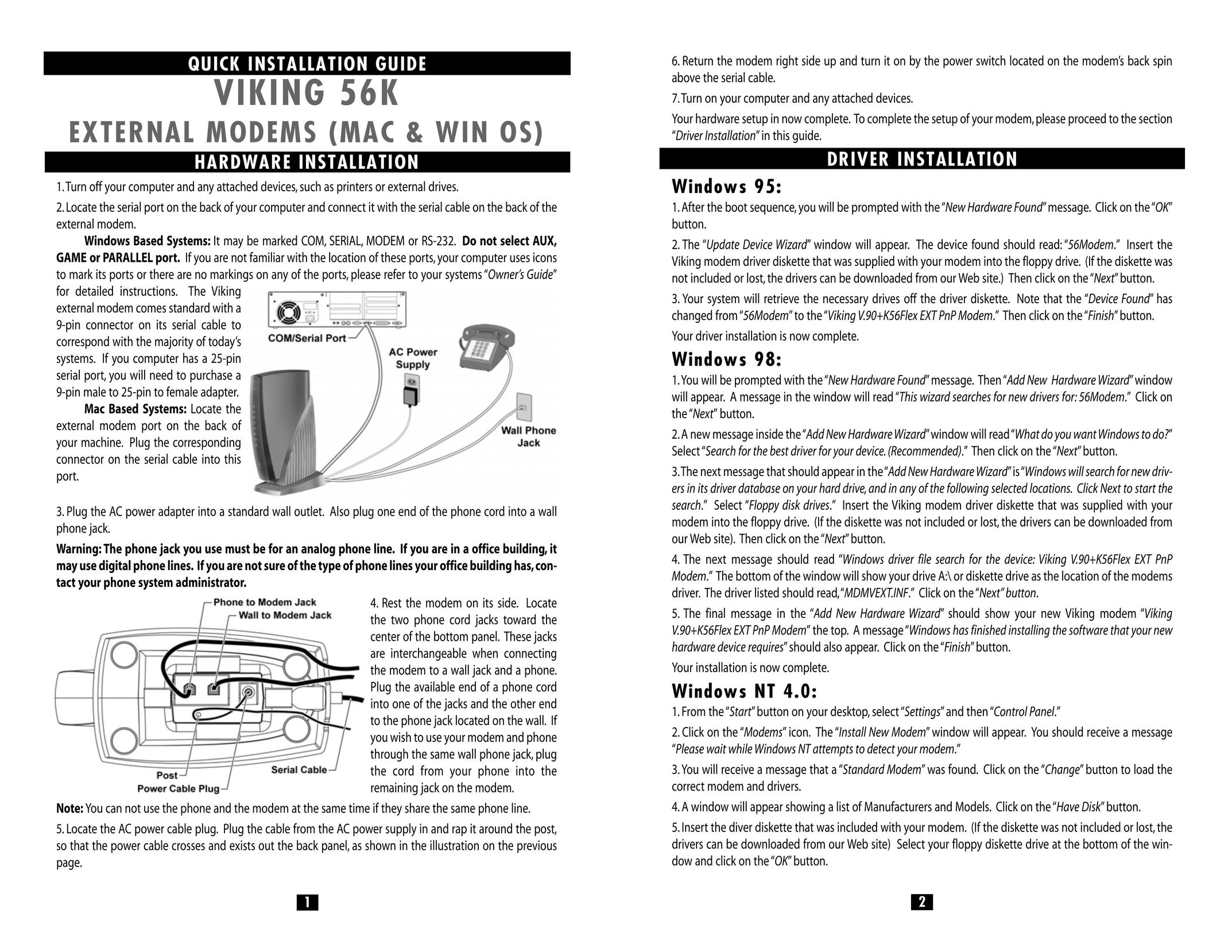 Viking Electronics 56K Answering Machine User Manual