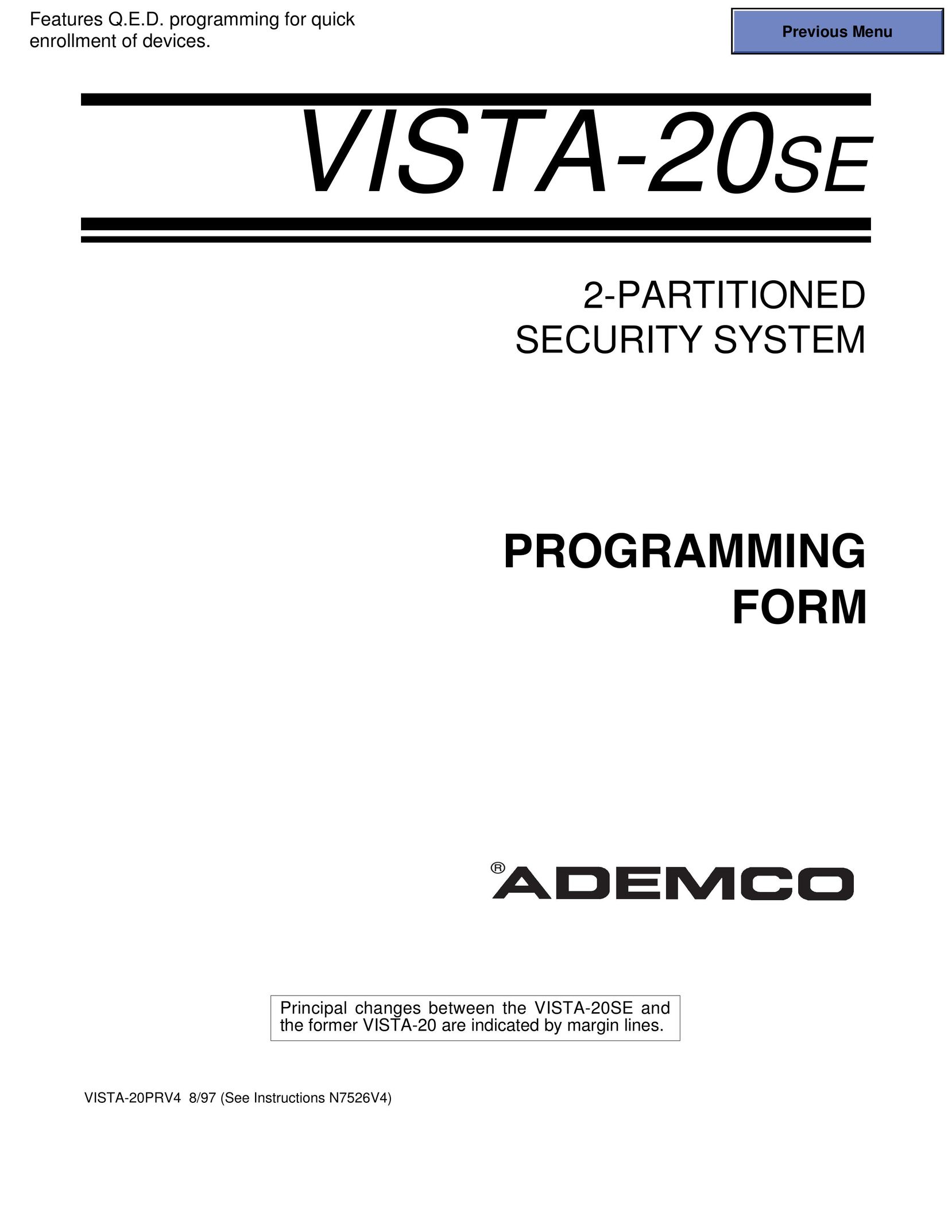 Vista 20SE Answering Machine User Manual