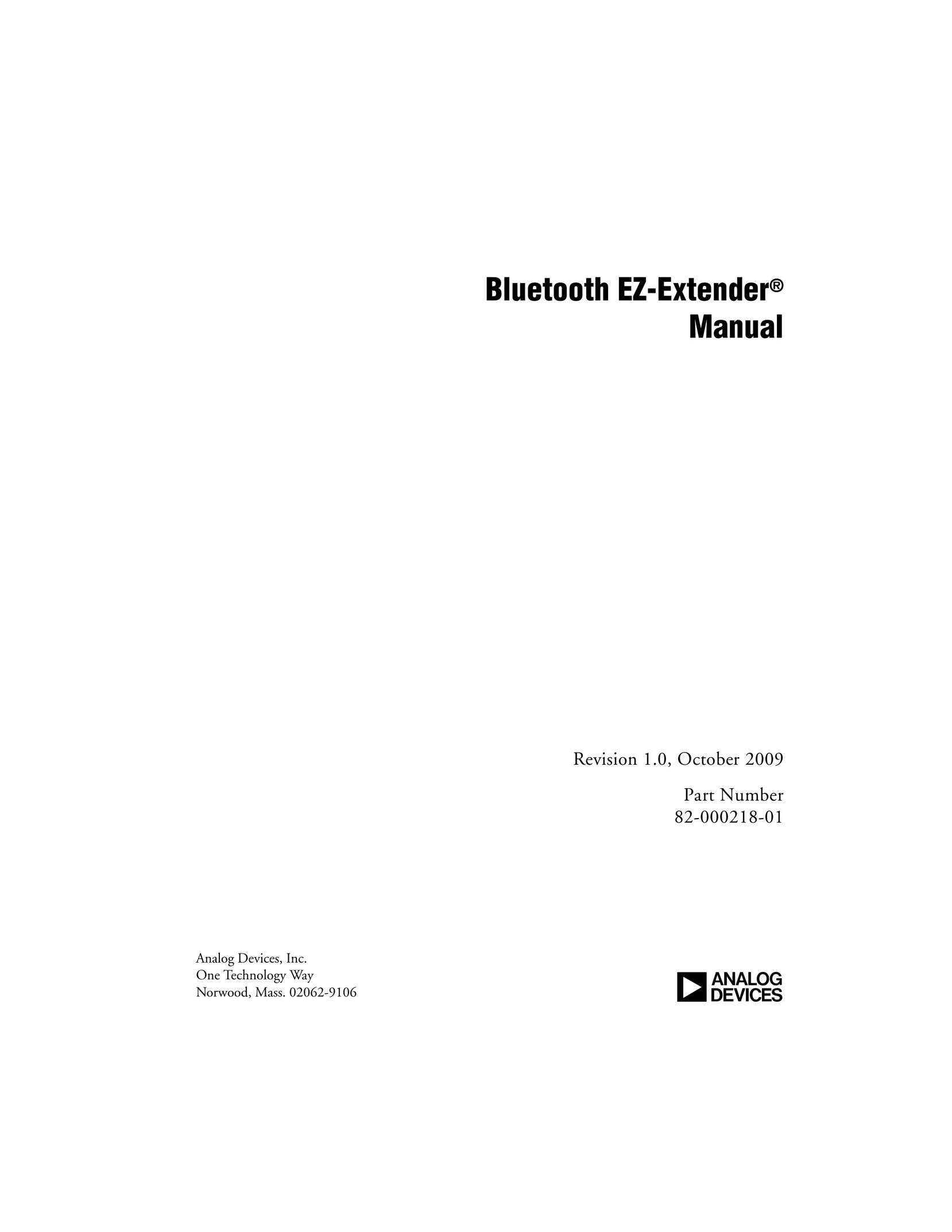 Analog Devices 82-000218-01 Bluetooth Headset User Manual