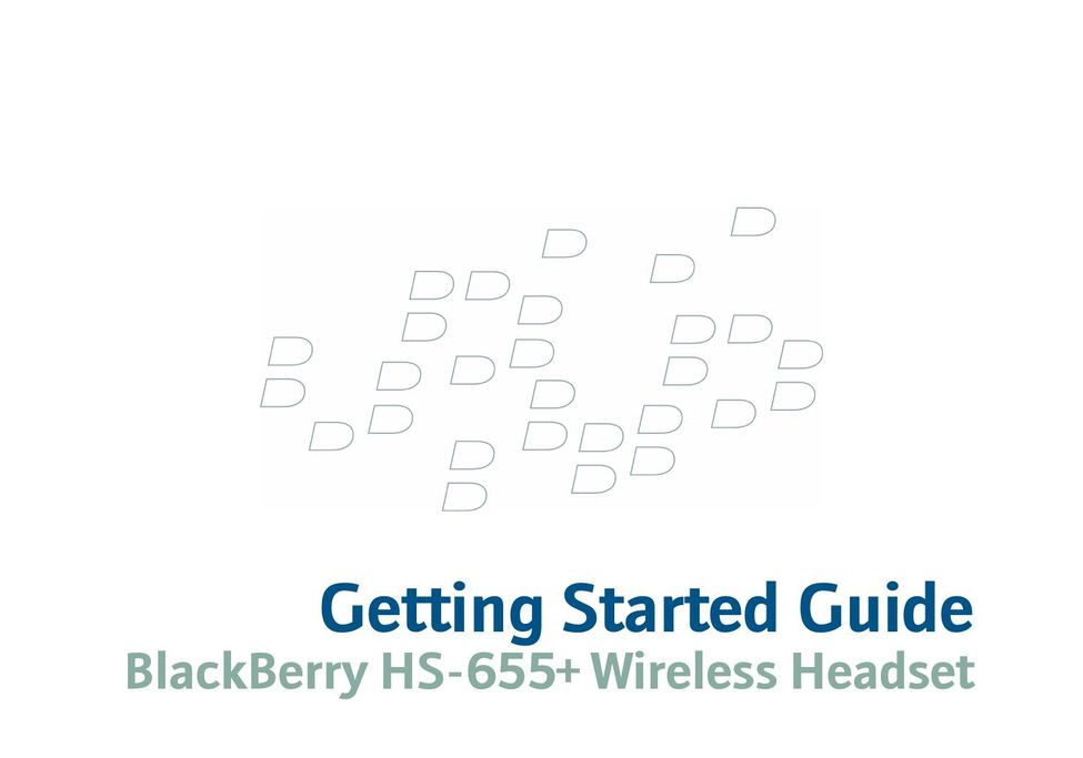 Blackberry HS-655 Bluetooth Headset User Manual